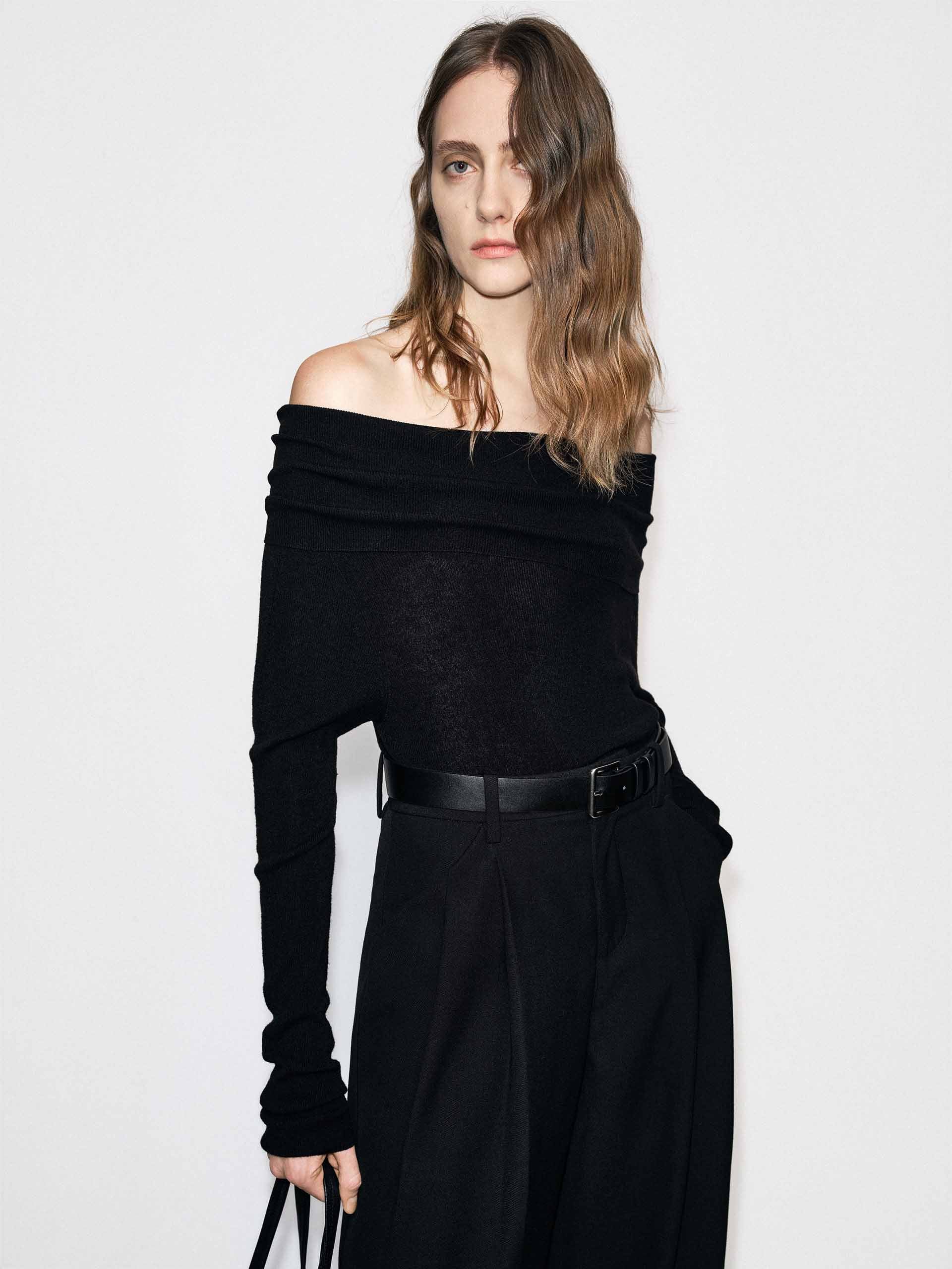 Off-shoulder Fitted Knit Top - Image 8