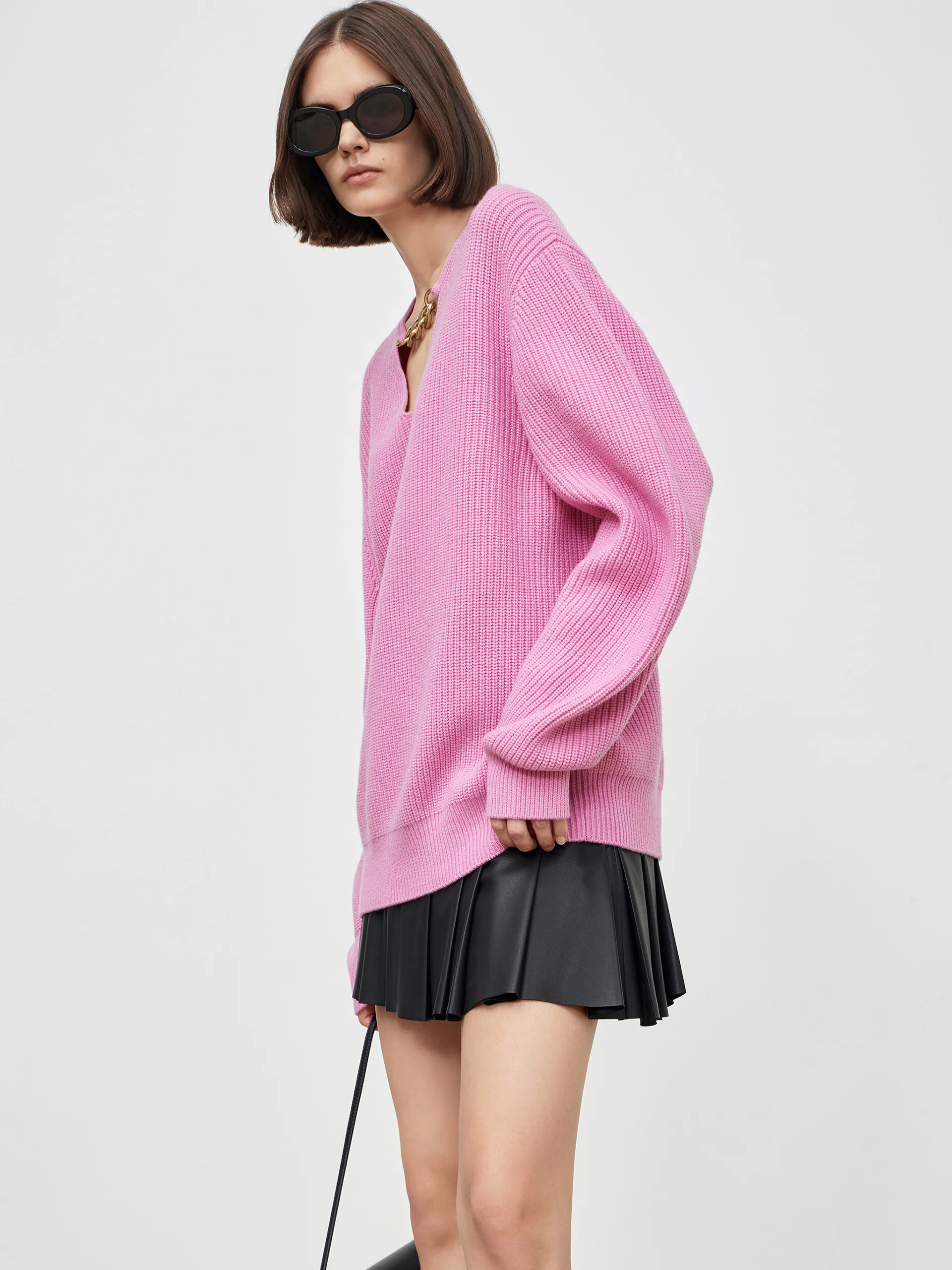 Oversize Chain Knitted Wool Sweater - Image 5
