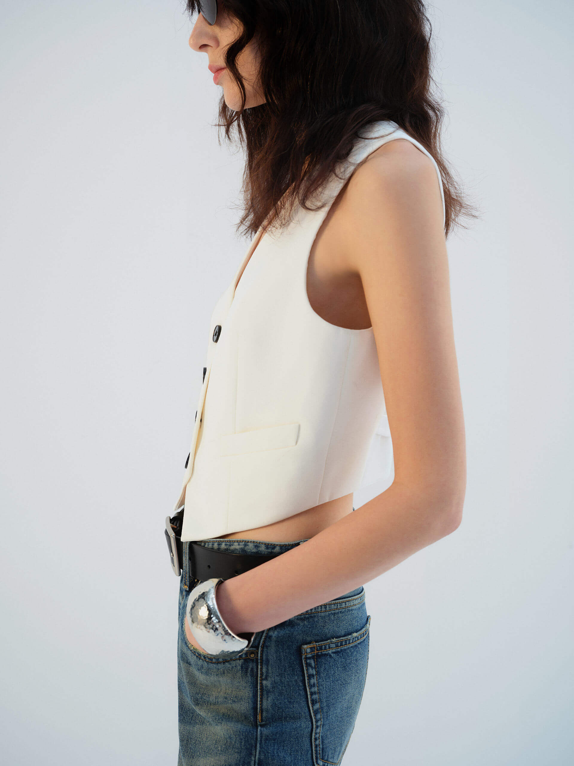 Paneled Belted Waistcoat - Image 15