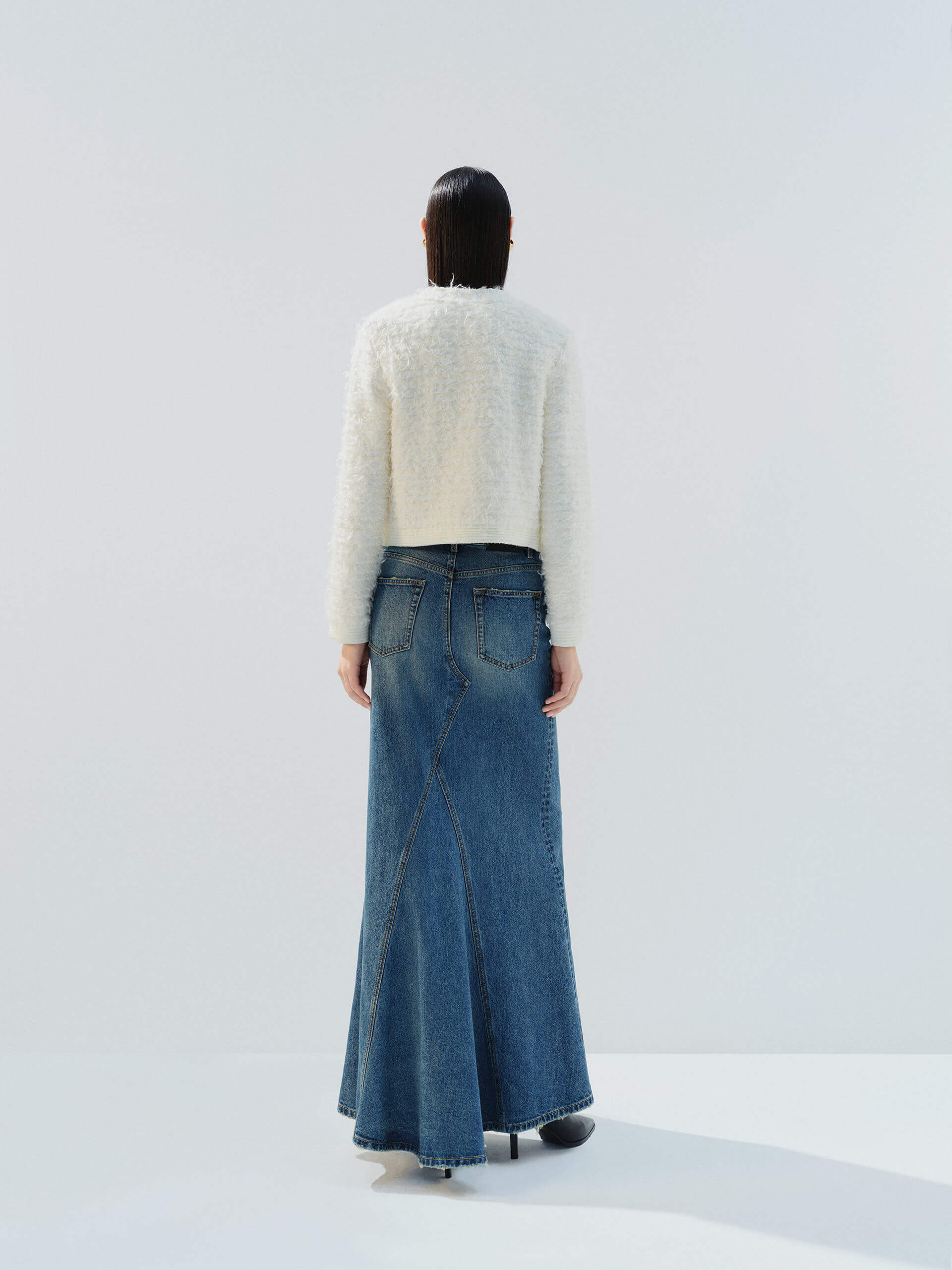 Paneled Denim Maxi Skirt - Image 7