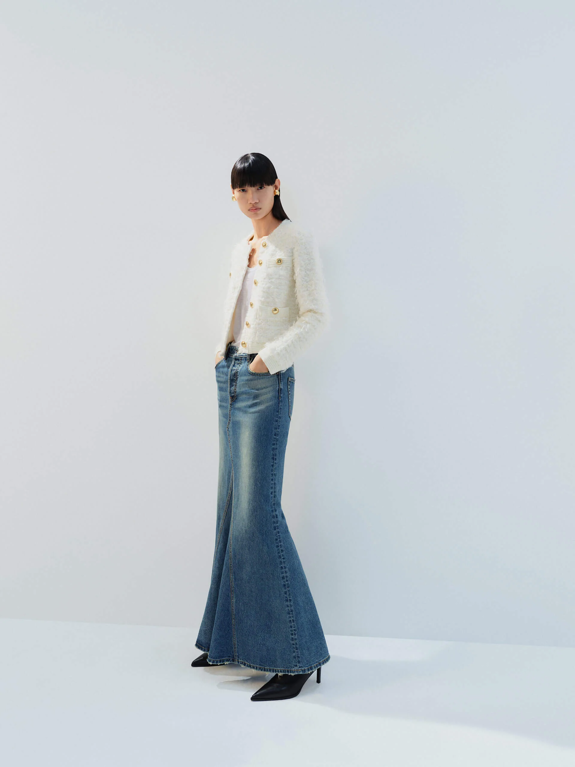 Paneled Denim Maxi Skirt - Image 8