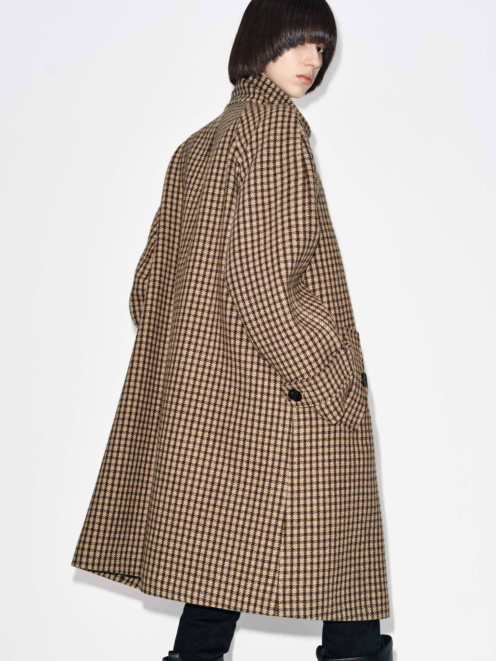 Plaid Button Wool Coat - Image 6