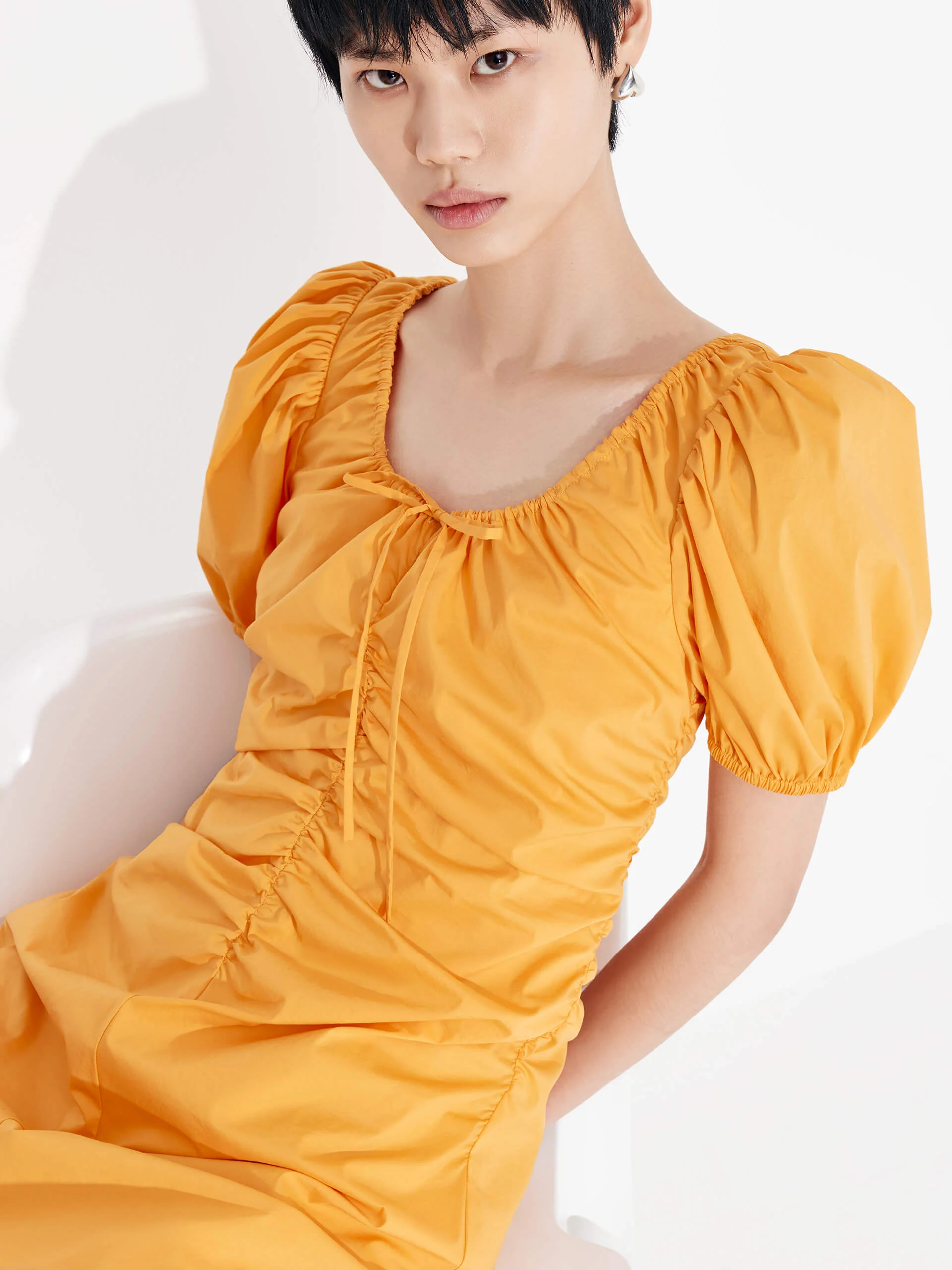 Pleated Detail Waist Dress - Image 5