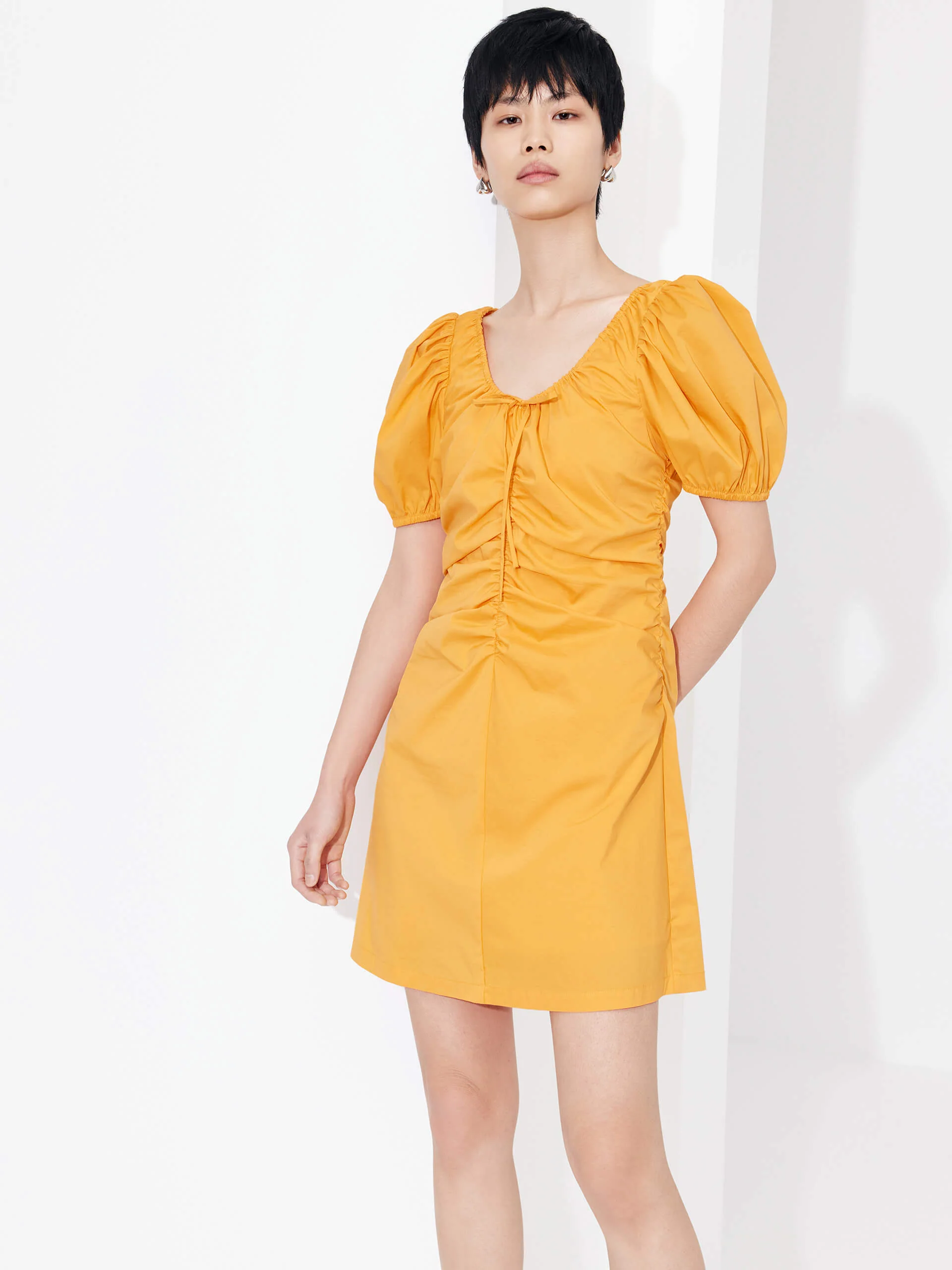 Pleated Detail Waist Dress - Image 6