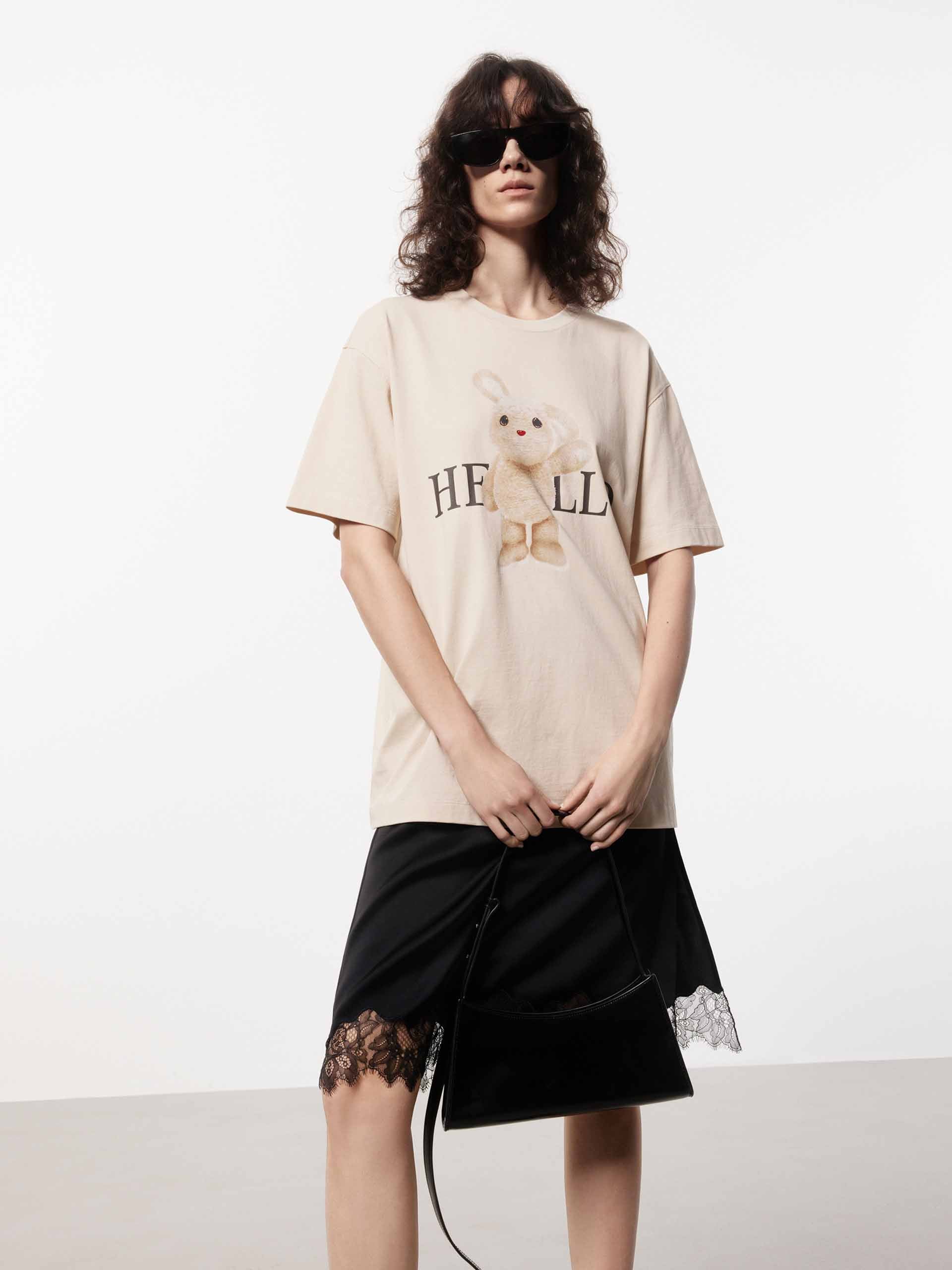 Rabbit Pattern Cotton T-shirt - Image 10