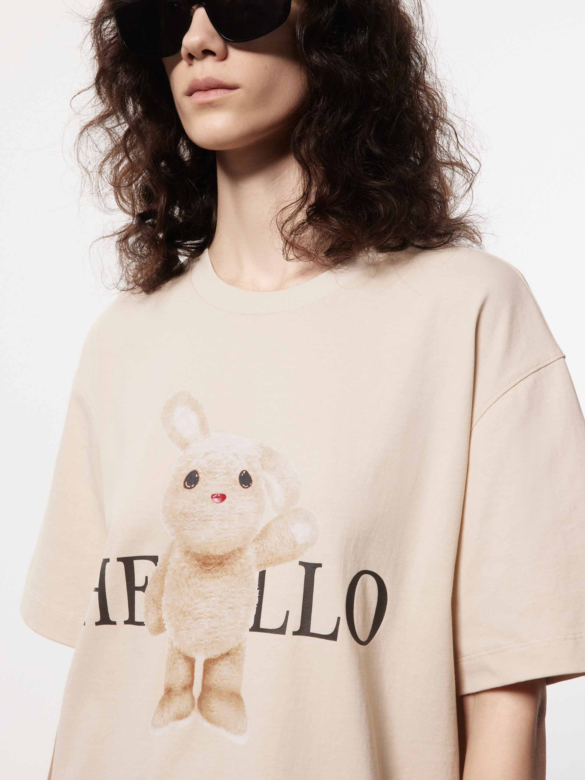 Rabbit Pattern Cotton T-shirt - Image 11