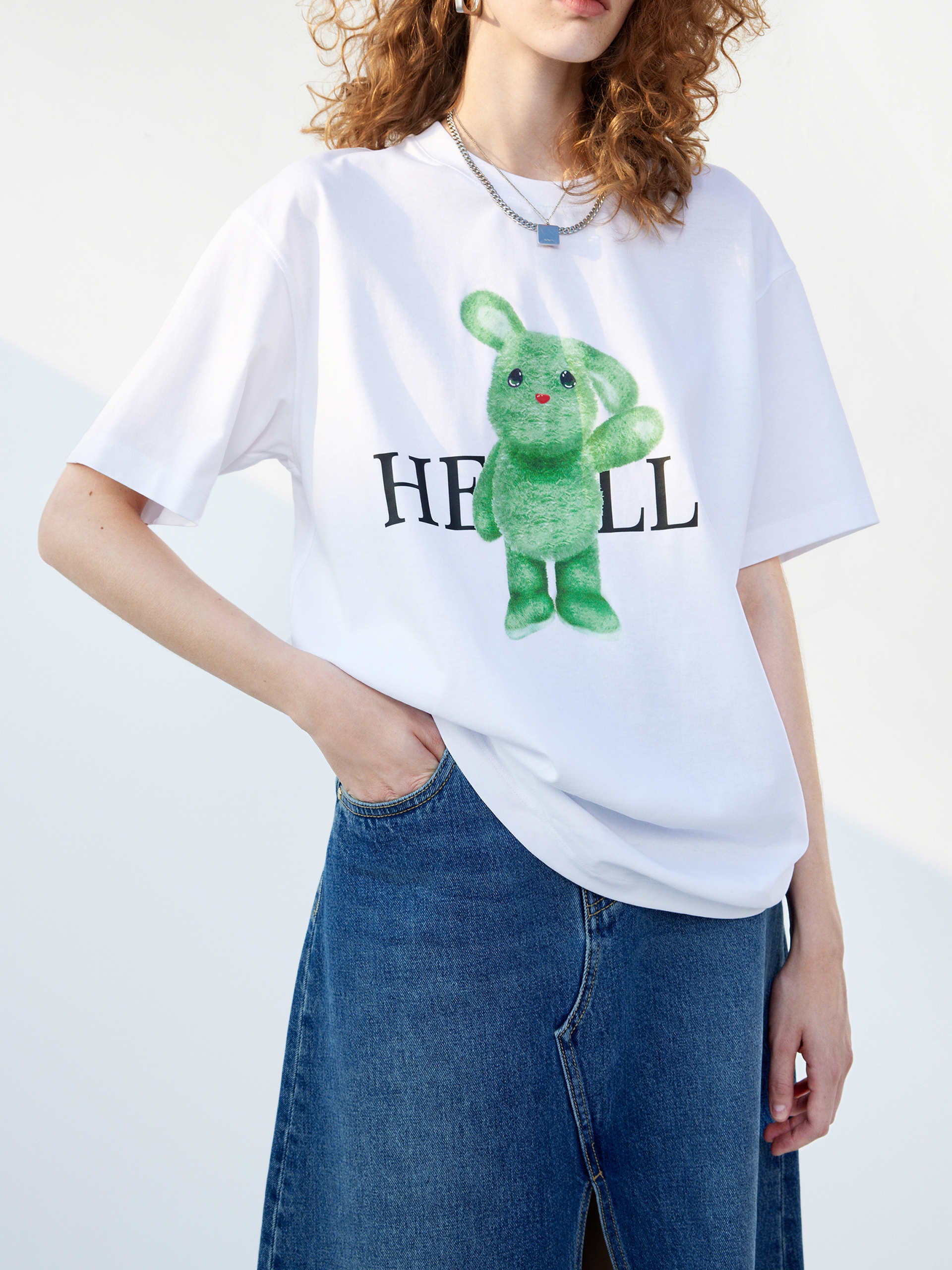 Rabbit Pattern Cotton T-shirt - Image 17