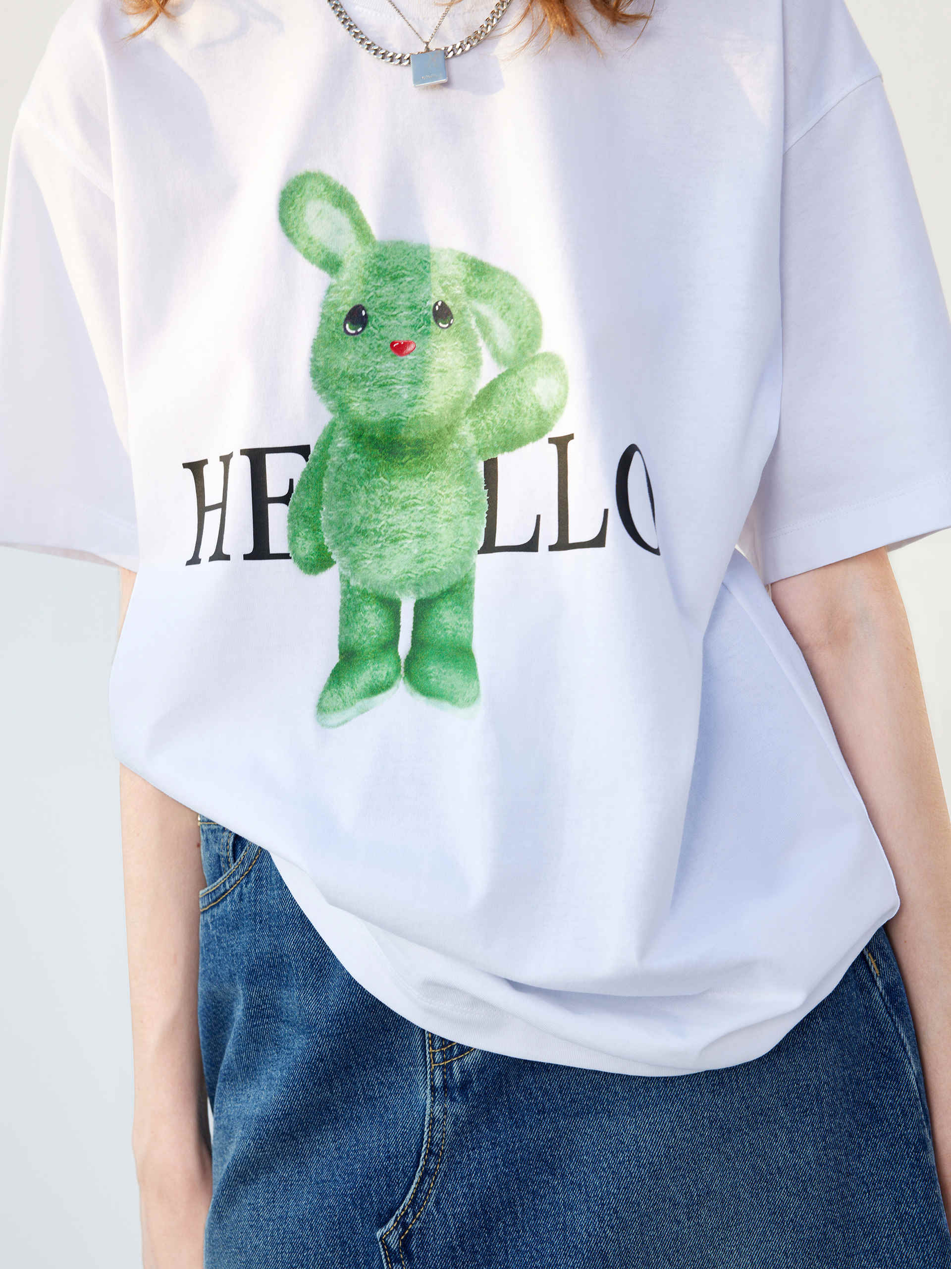 Rabbit Pattern Cotton T-shirt - Image 18