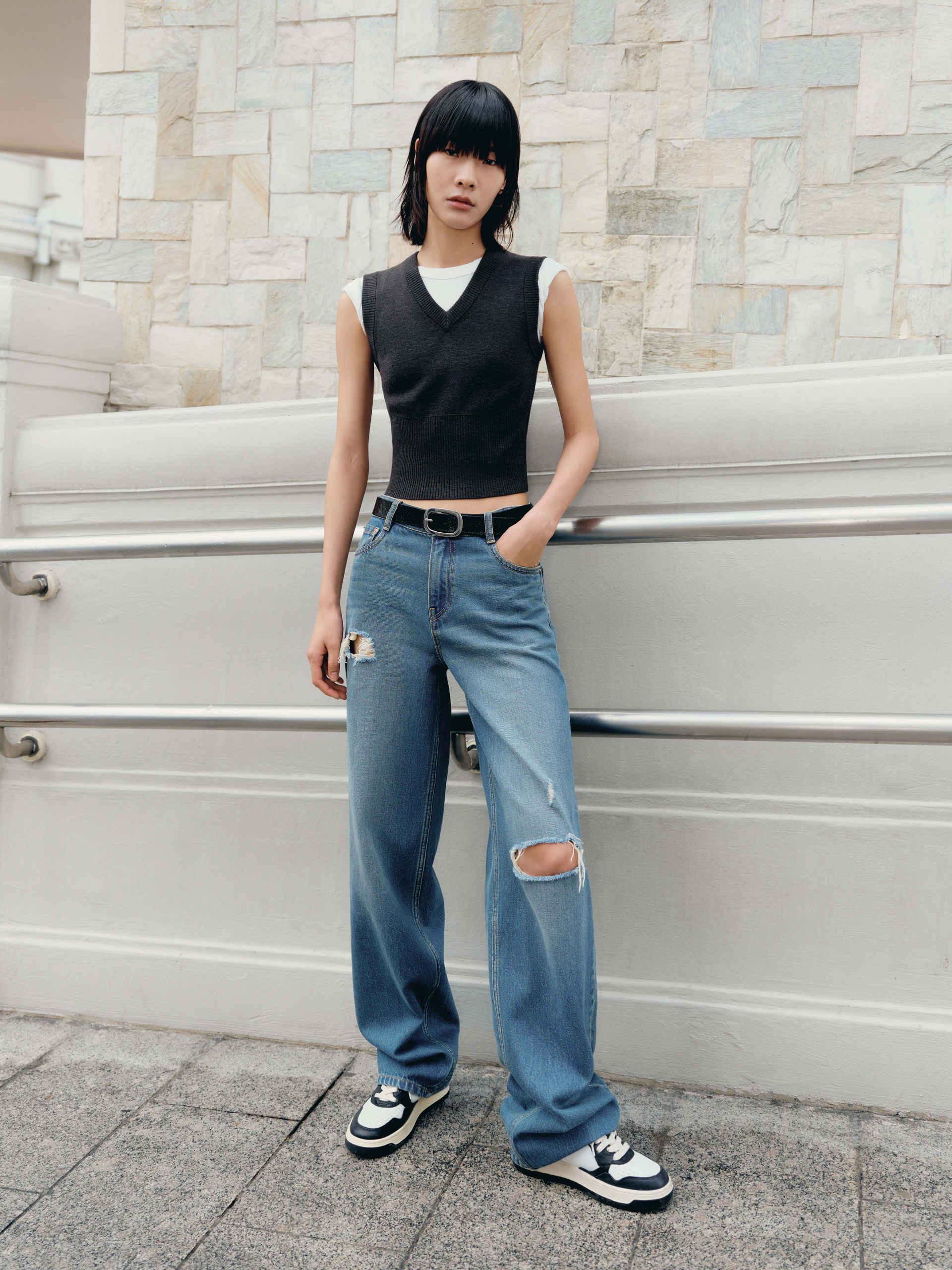 Ripped Straight Cotton Jeans - Image 3