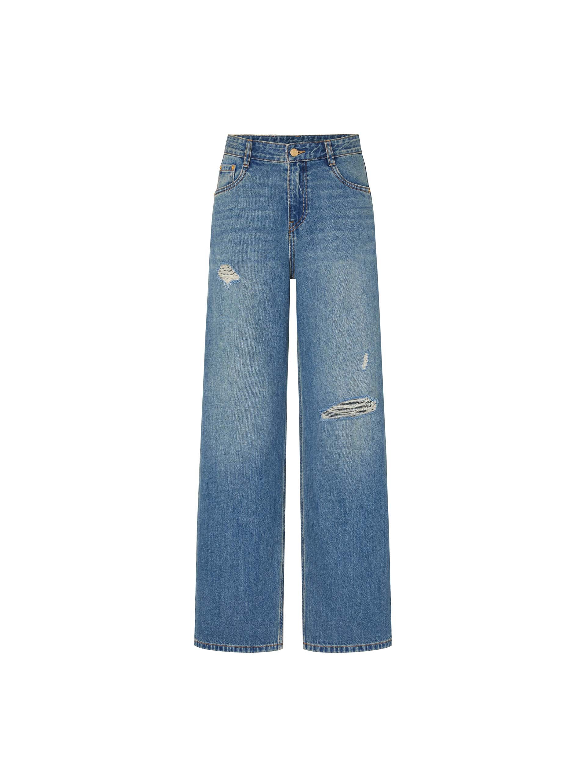 Ripped Straight Cotton Jeans - Image 8