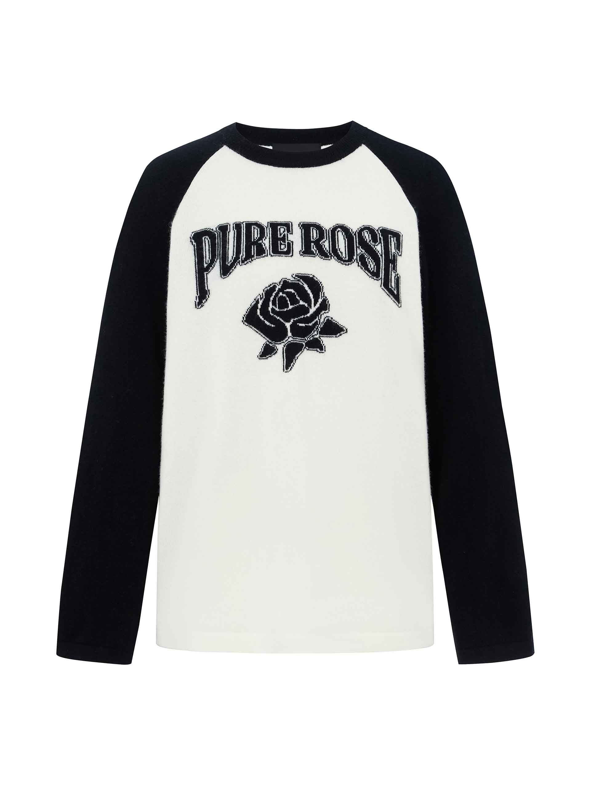 Rose Pattern Wool Sweater - Image 5