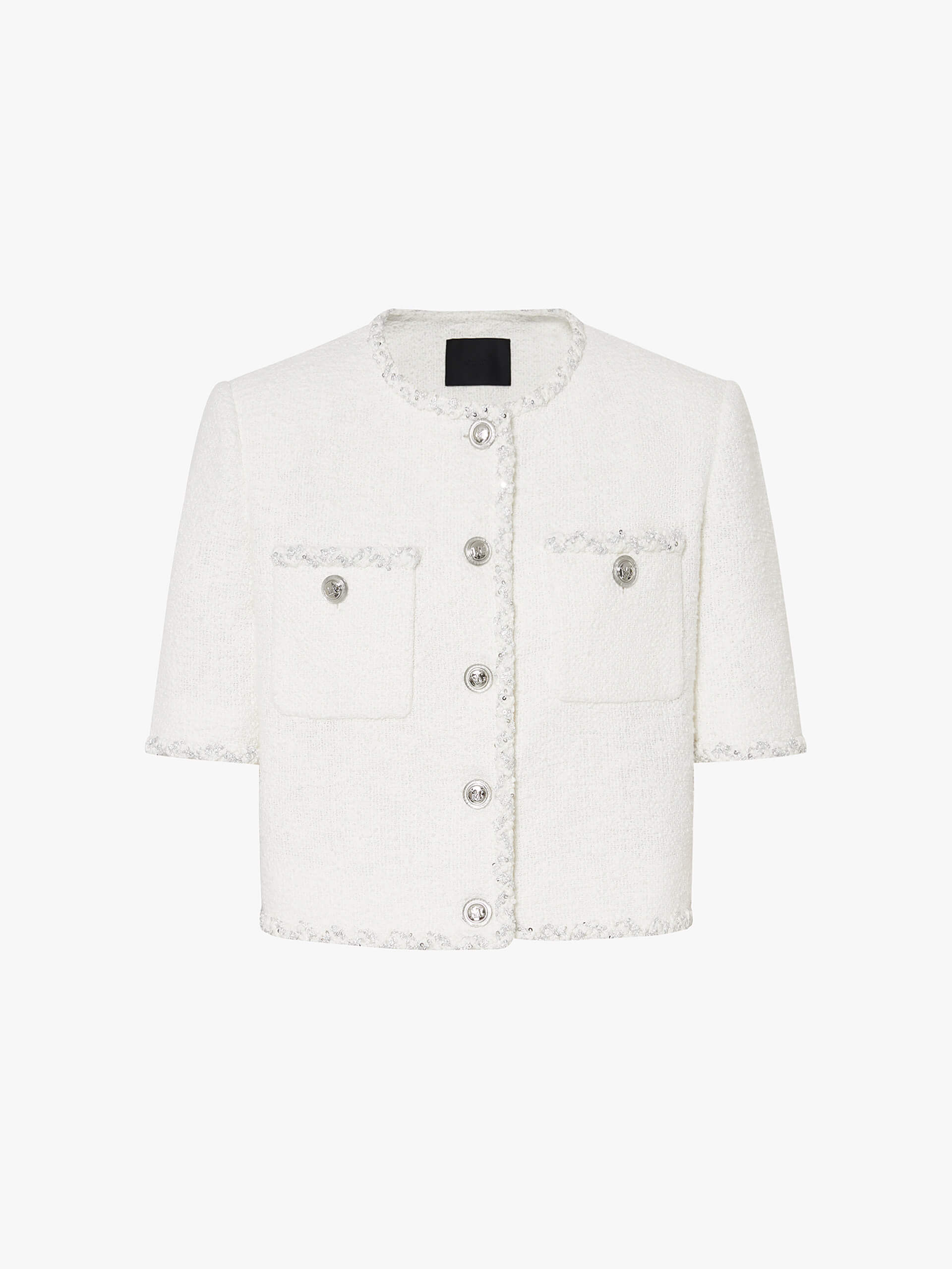 Sequins Trim Tweed Jacket - Image 5