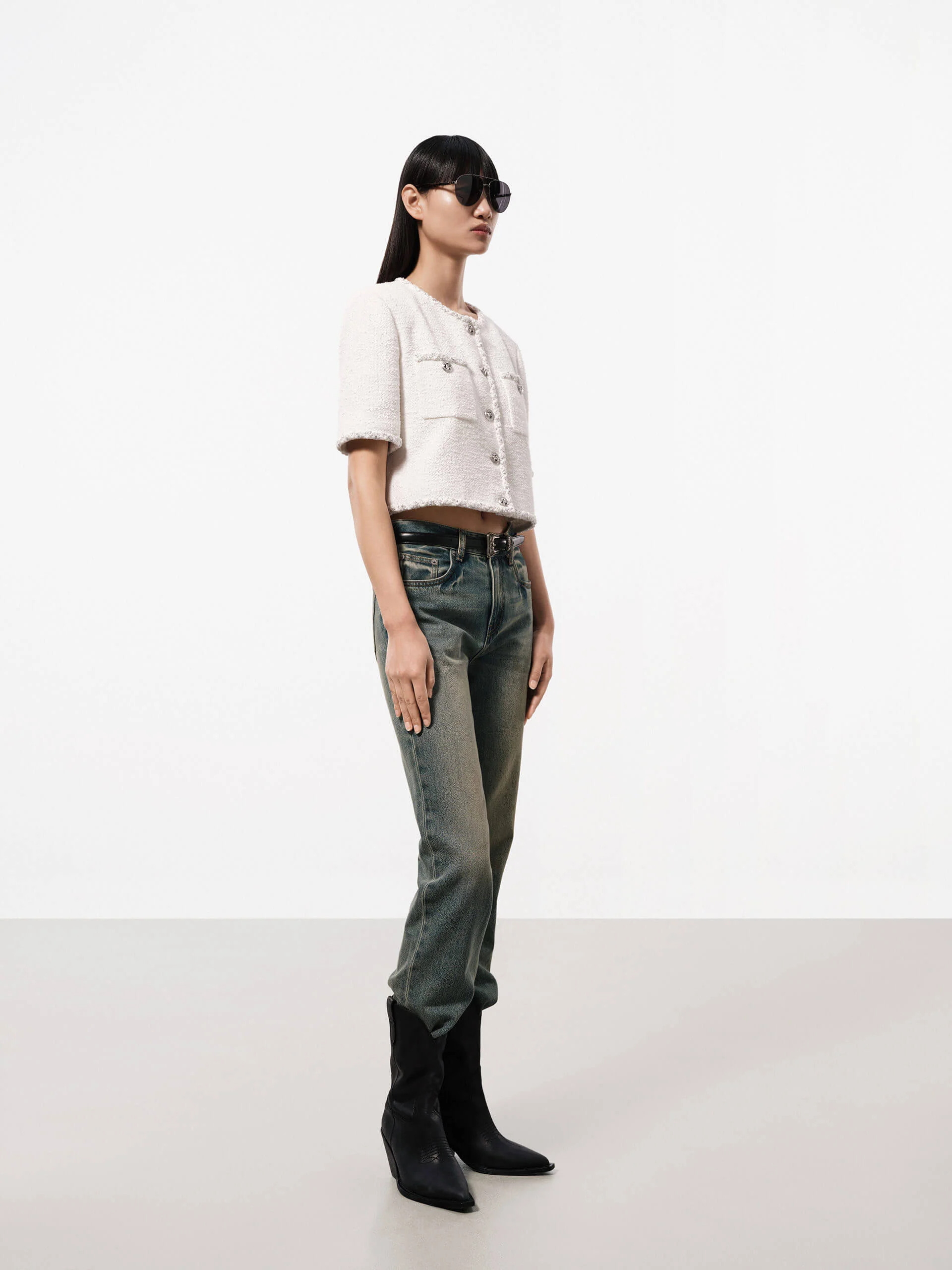 Sequins Trim Tweed Jacket - Image 8