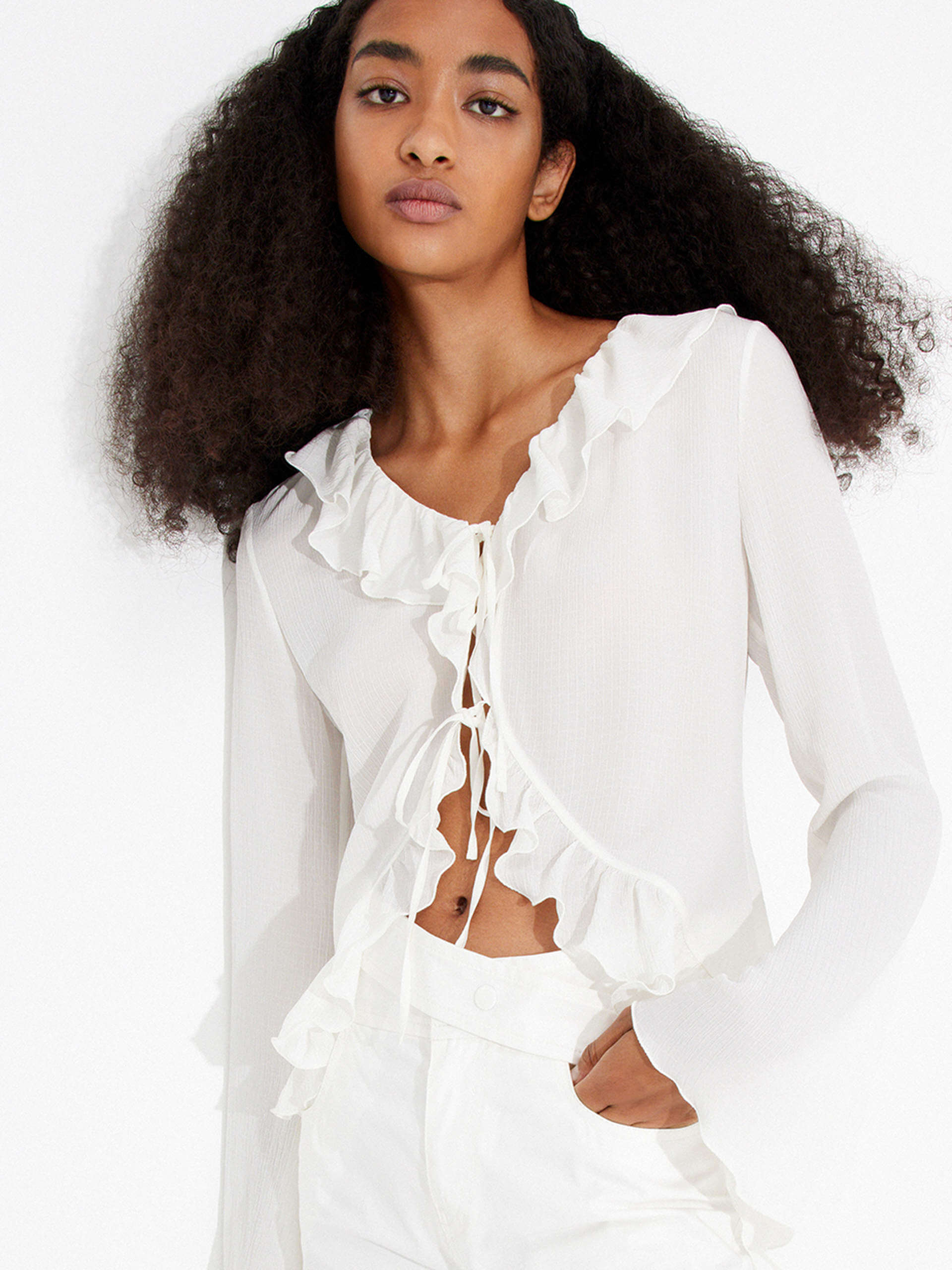 Silk Ruffled Trim Top - Image 10