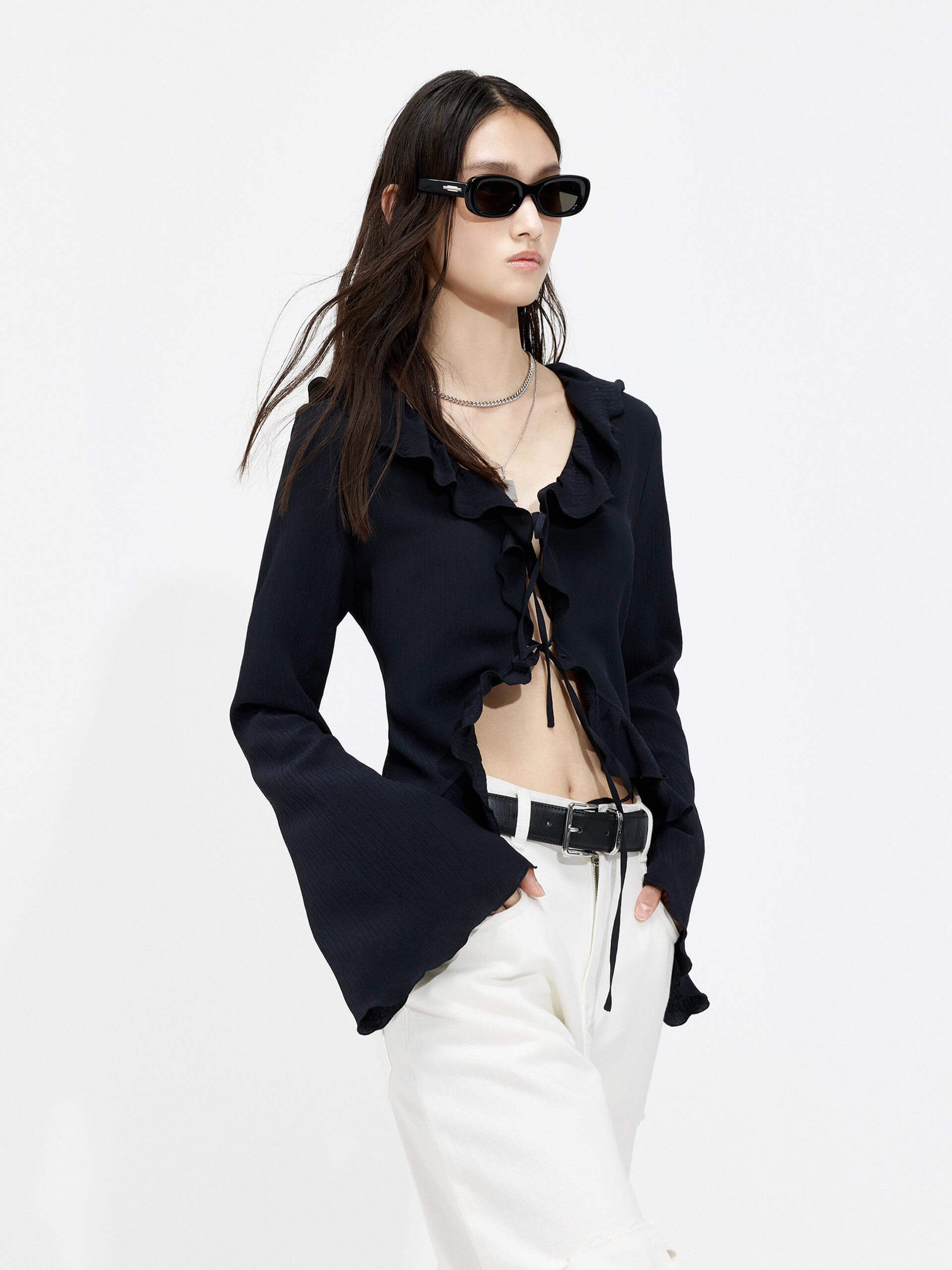 Silk Ruffled Trim Top - Image 5