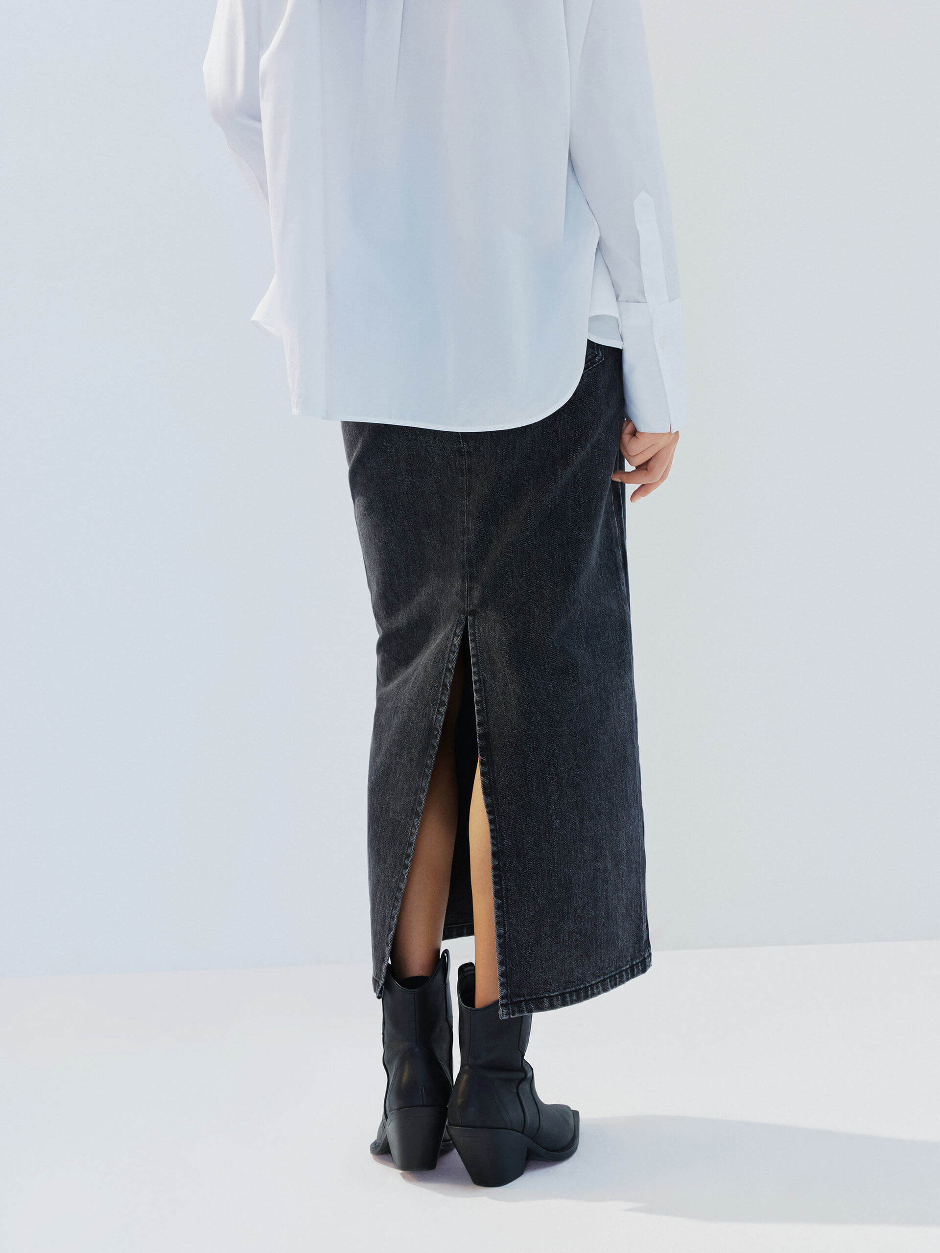 Straight Cut Denim Skirt - Image 3