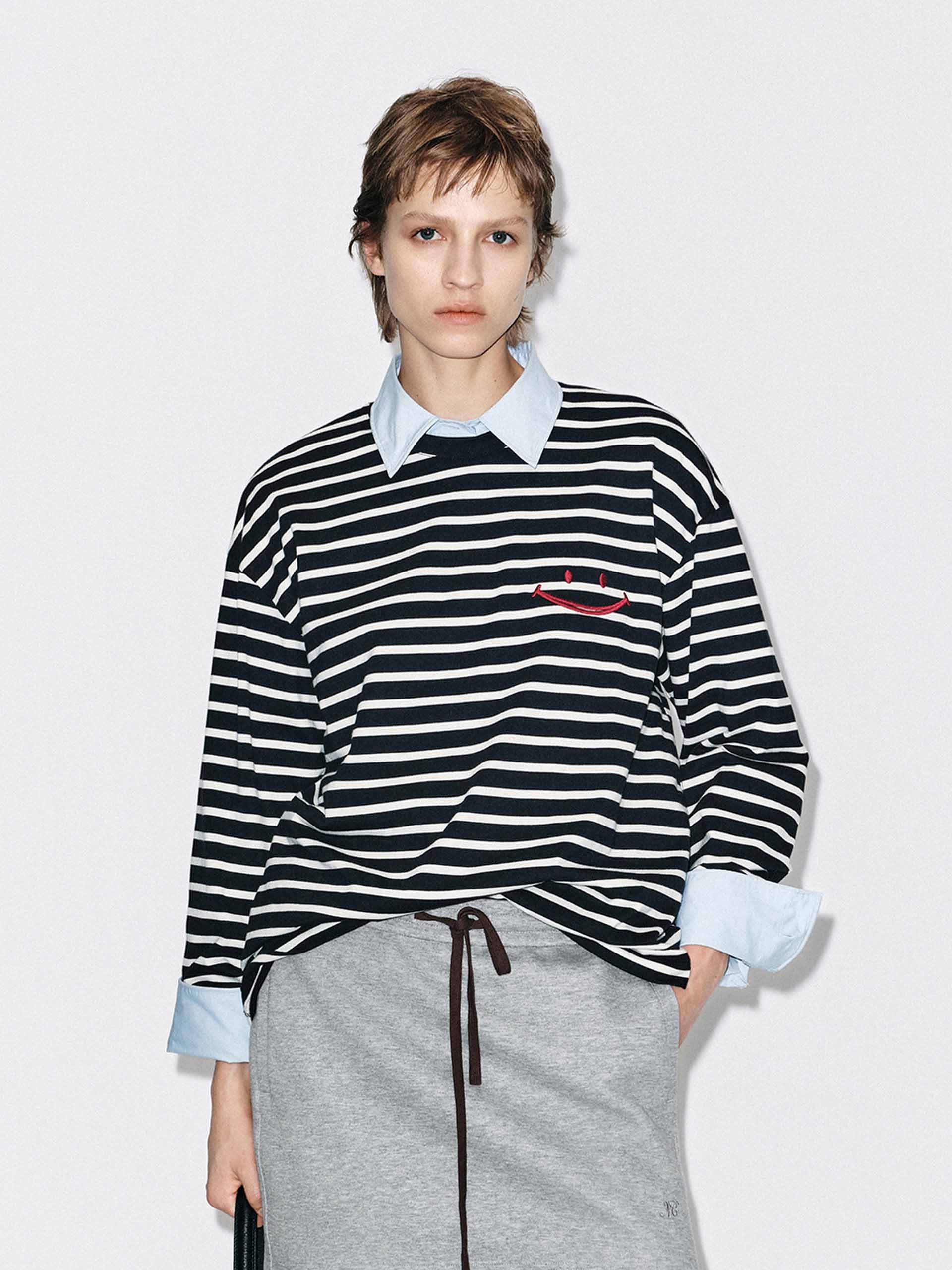 Striped Pattern Cotton T-shirt - Image 3