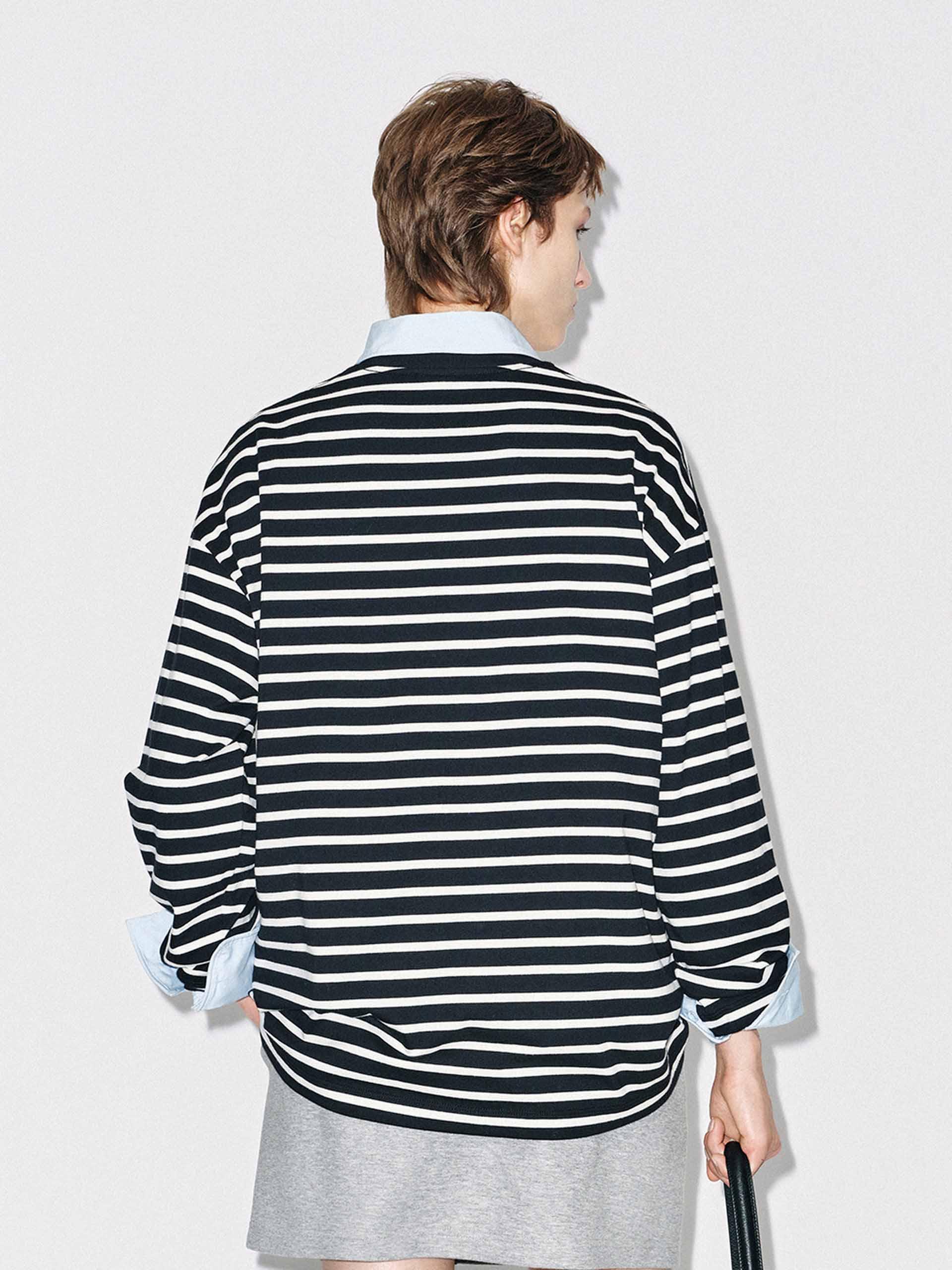 Striped Pattern Cotton T-shirt - Image 6