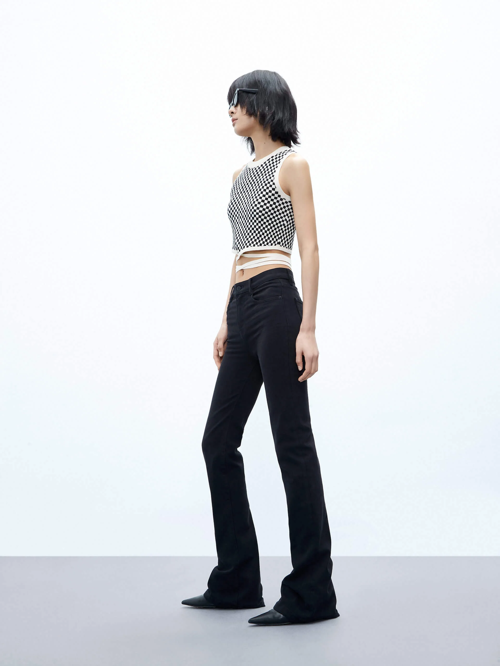 Tie Detail Checkered Tank Top - Image 12