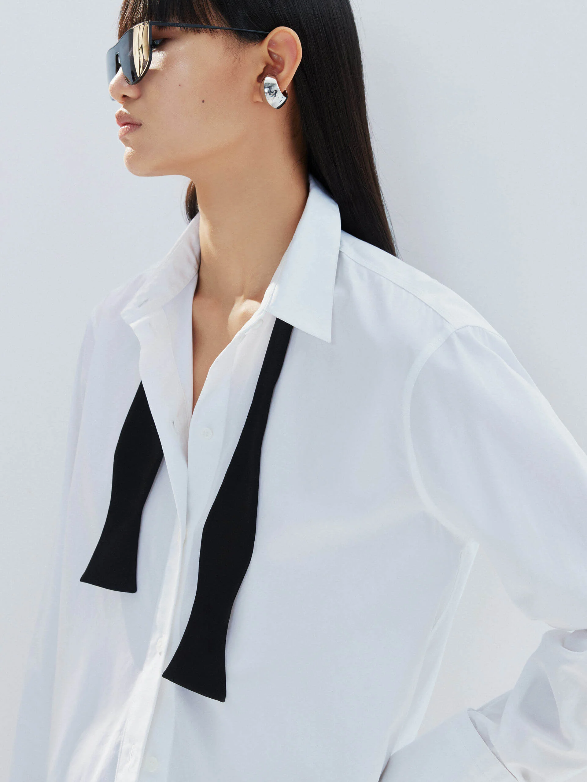 Tie Detail Cotton Shirt - Image 3