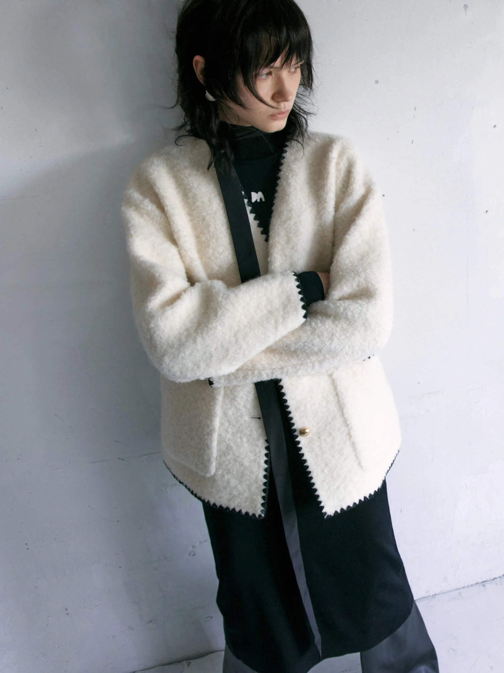 Wool Blend Boucle Knit Cardigan - Image 11