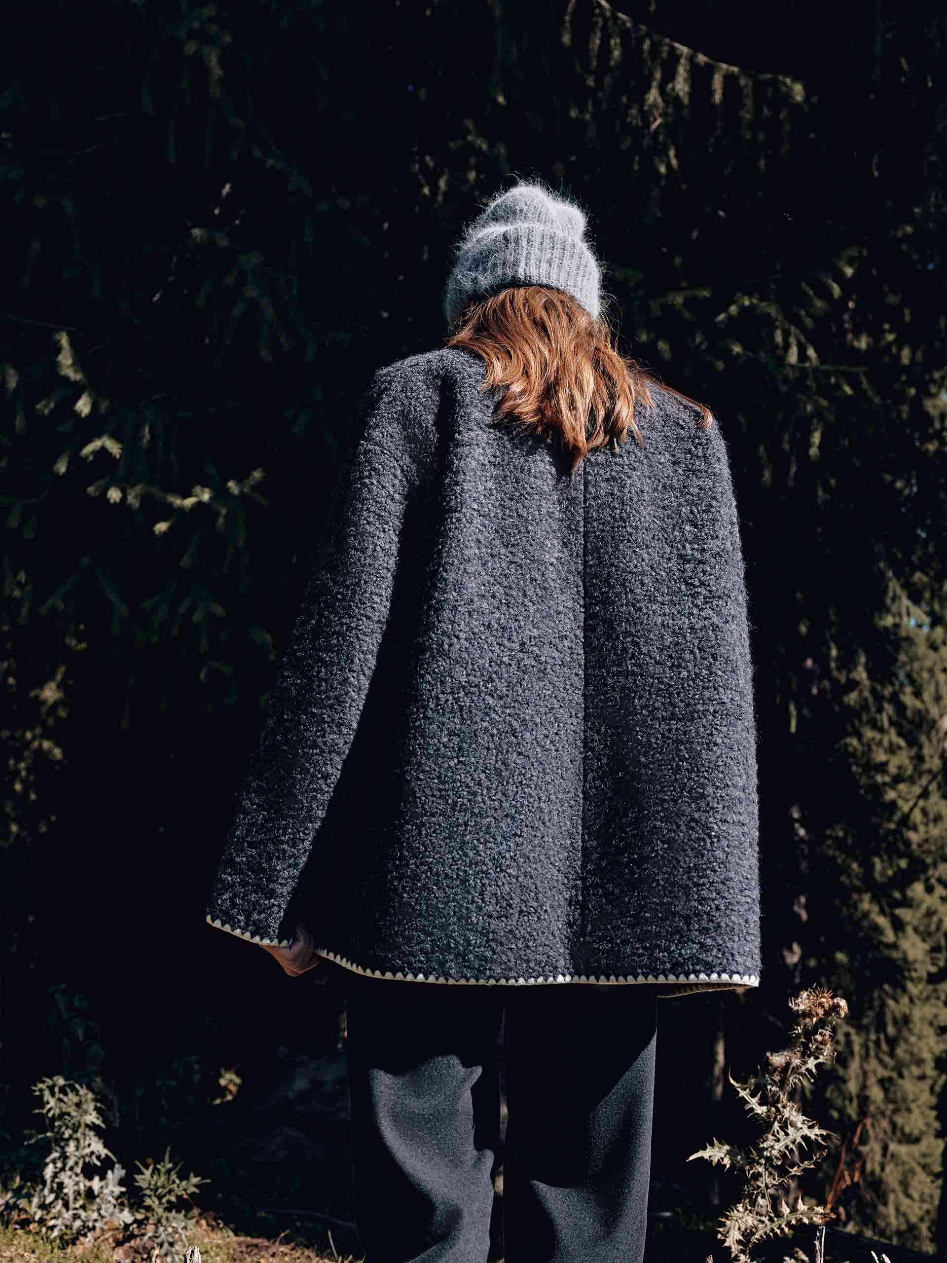 Wool Blend Boucle Knit Cardigan - Image 3