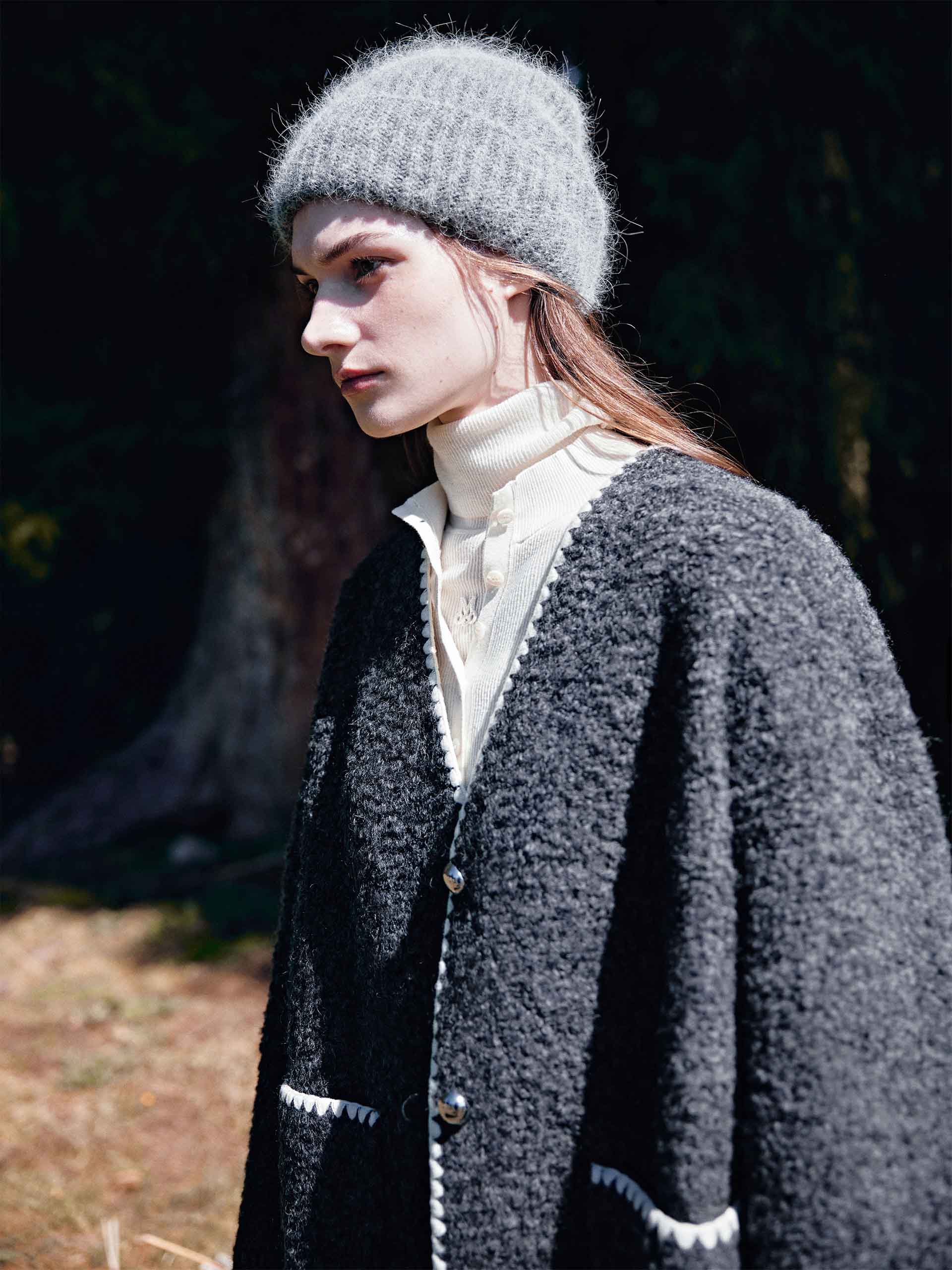 Wool Blend Boucle Knit Cardigan - Image 4