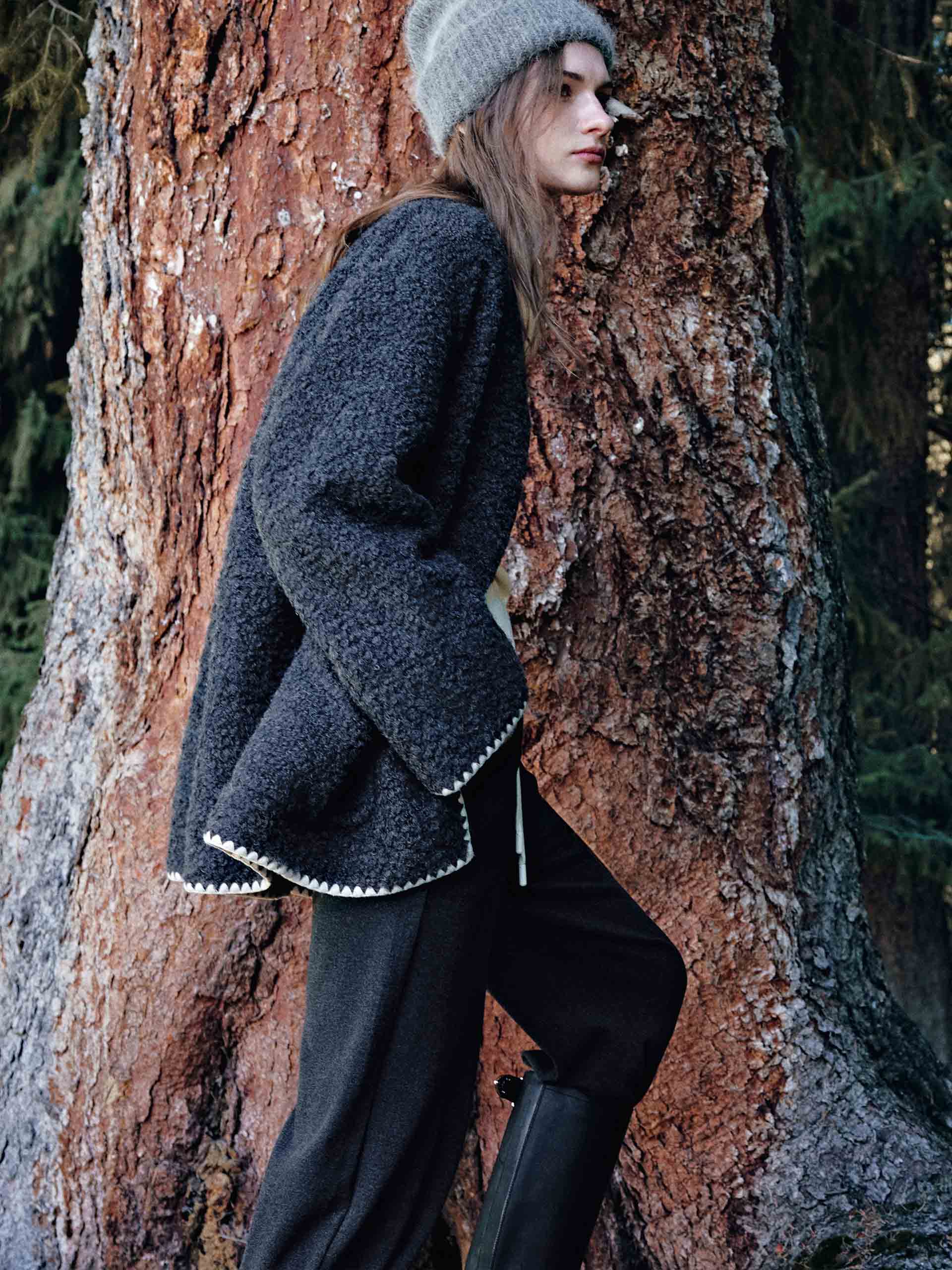 Wool Blend Boucle Knit Cardigan - Image 5