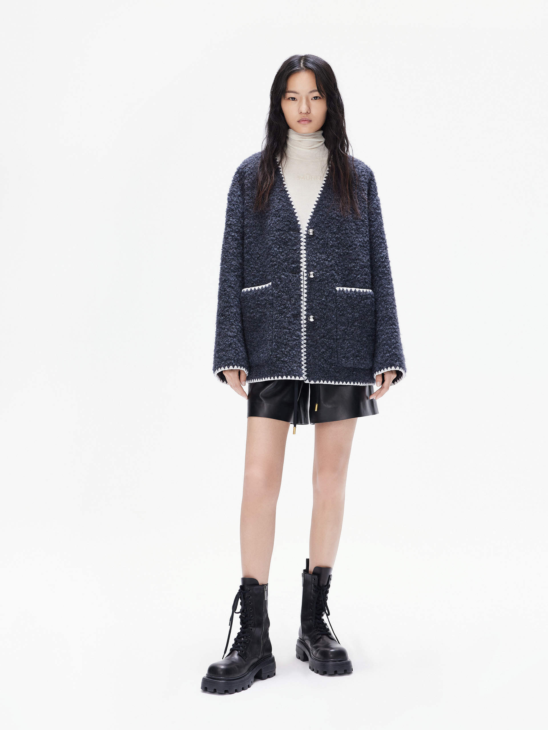 Wool Blend Boucle Knit Cardigan - Image 6