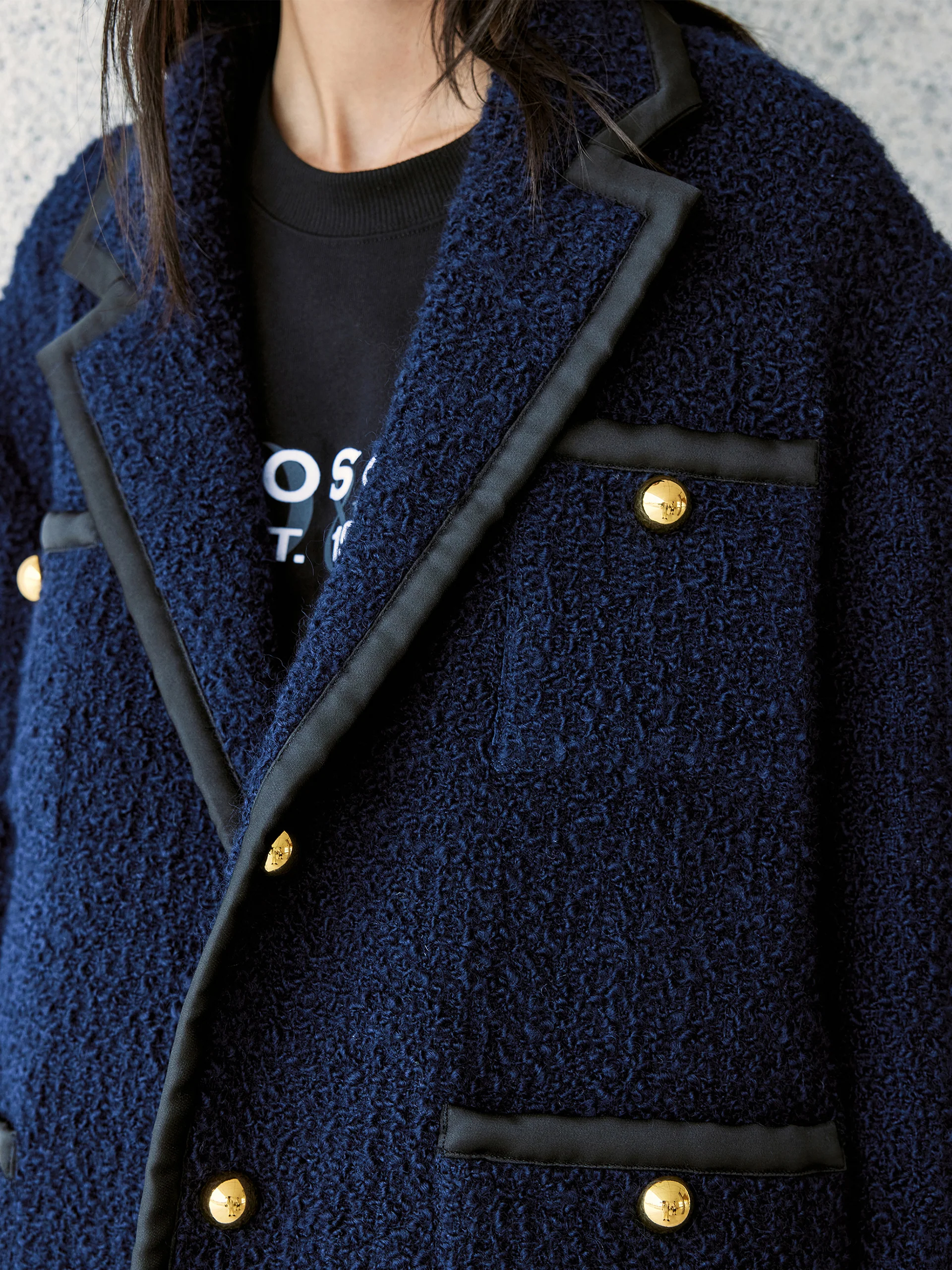 Wool Blend Contrast Textured Coat - Image 15