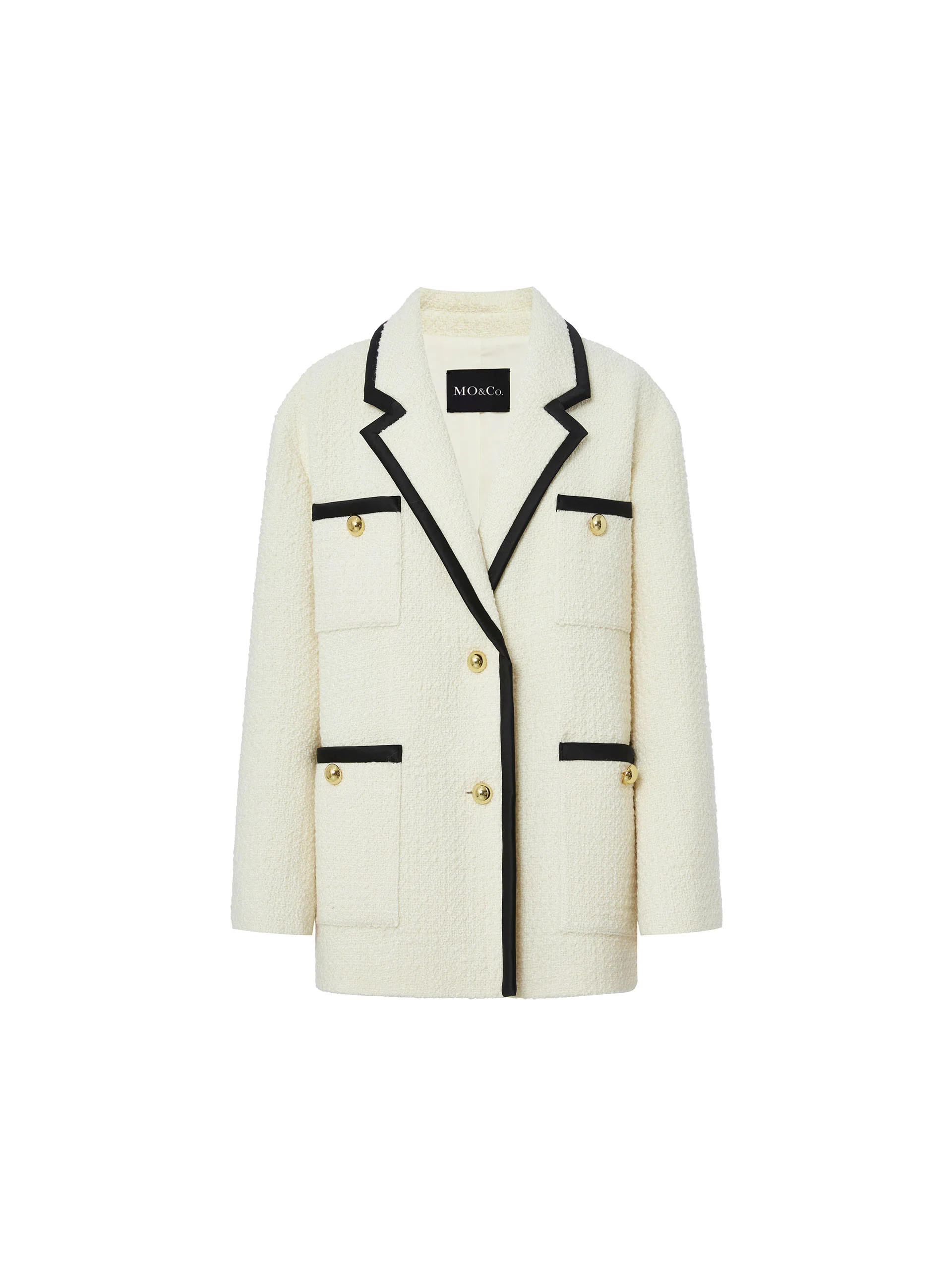 Wool Blend Contrast Textured Coat - Image 7