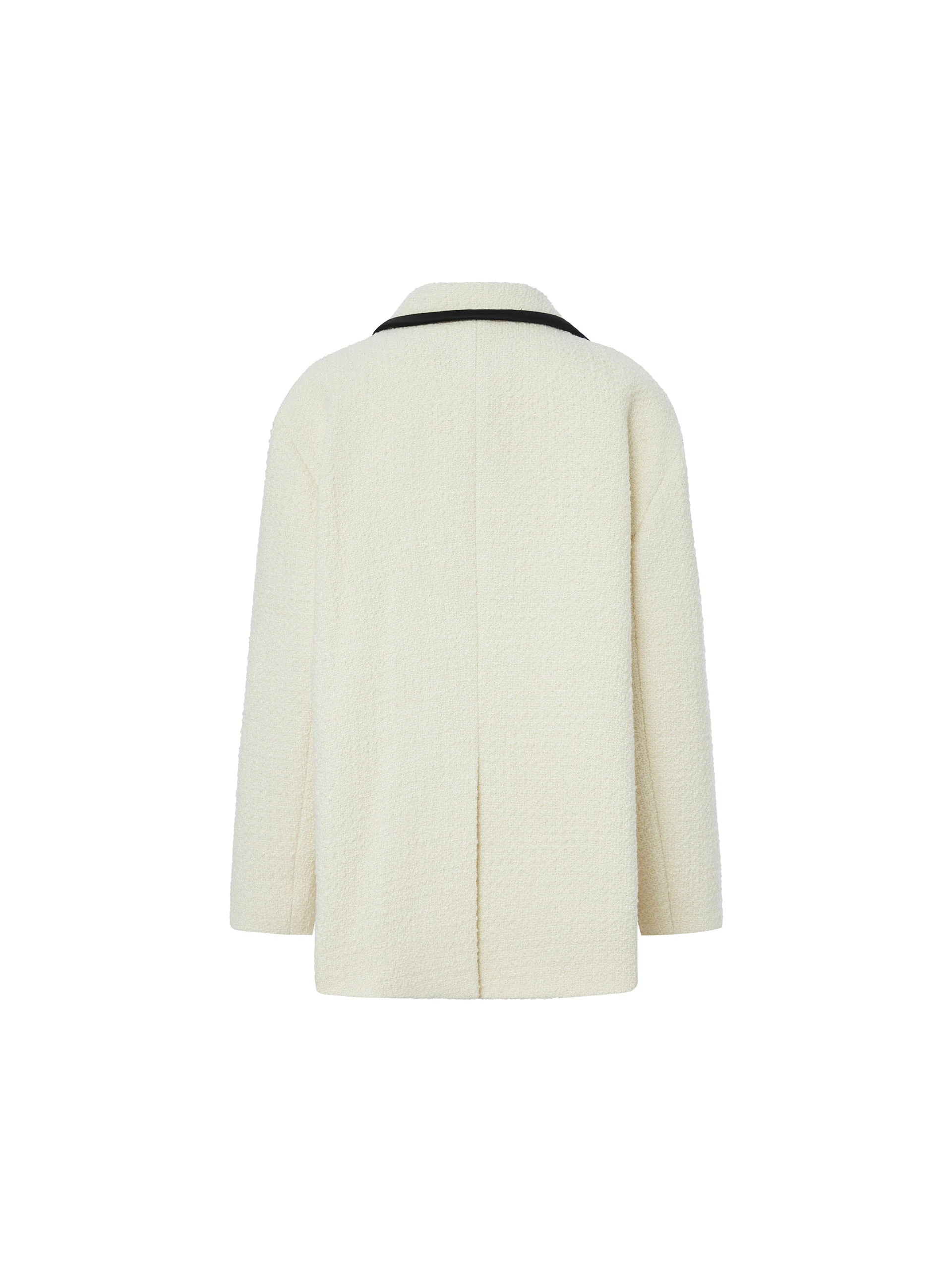 Wool Blend Contrast Textured Coat - Image 8