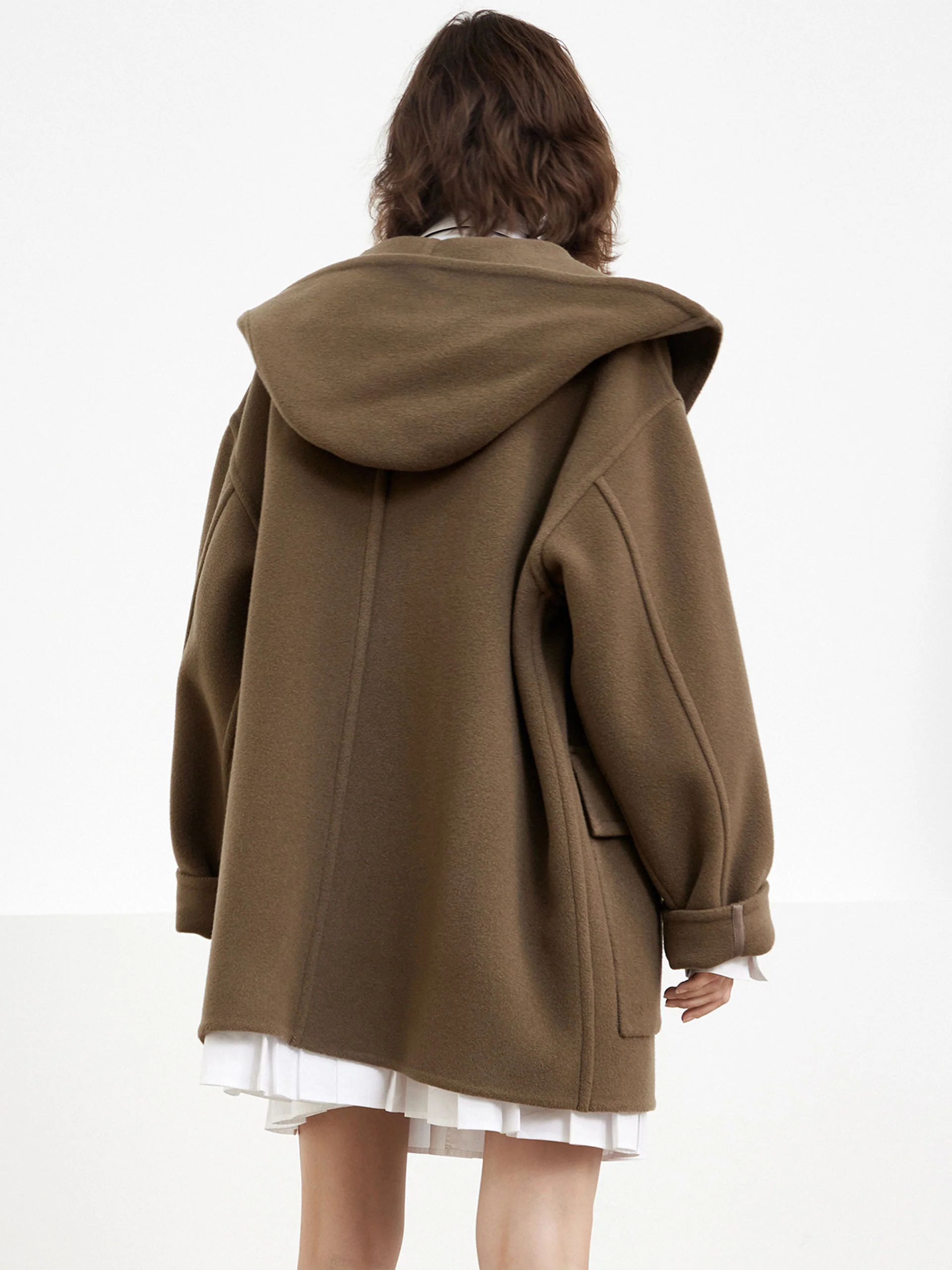 Wool Blend Hooded Midi Coat - Image 5