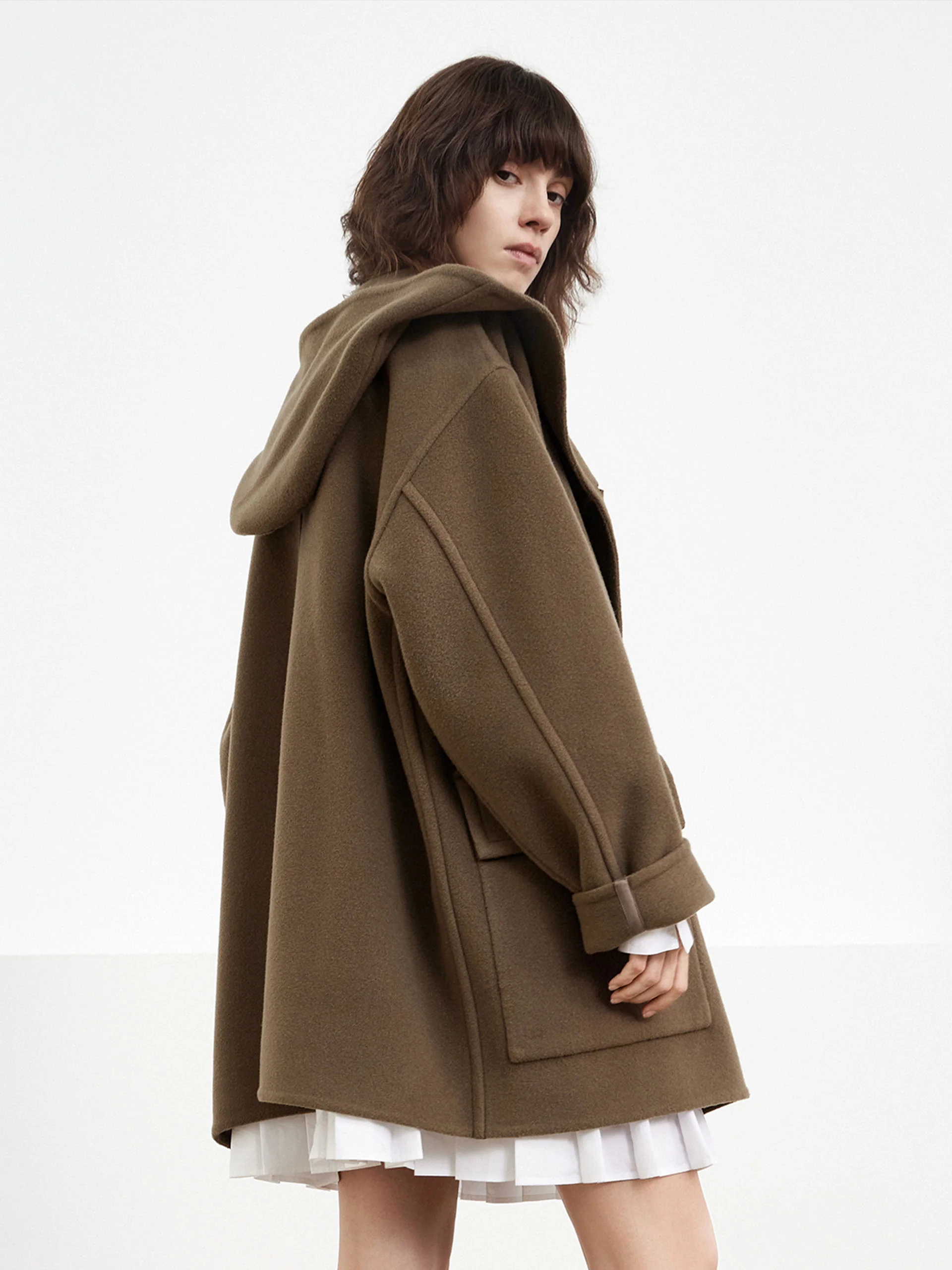 Wool Blend Hooded Midi Coat - Image 6