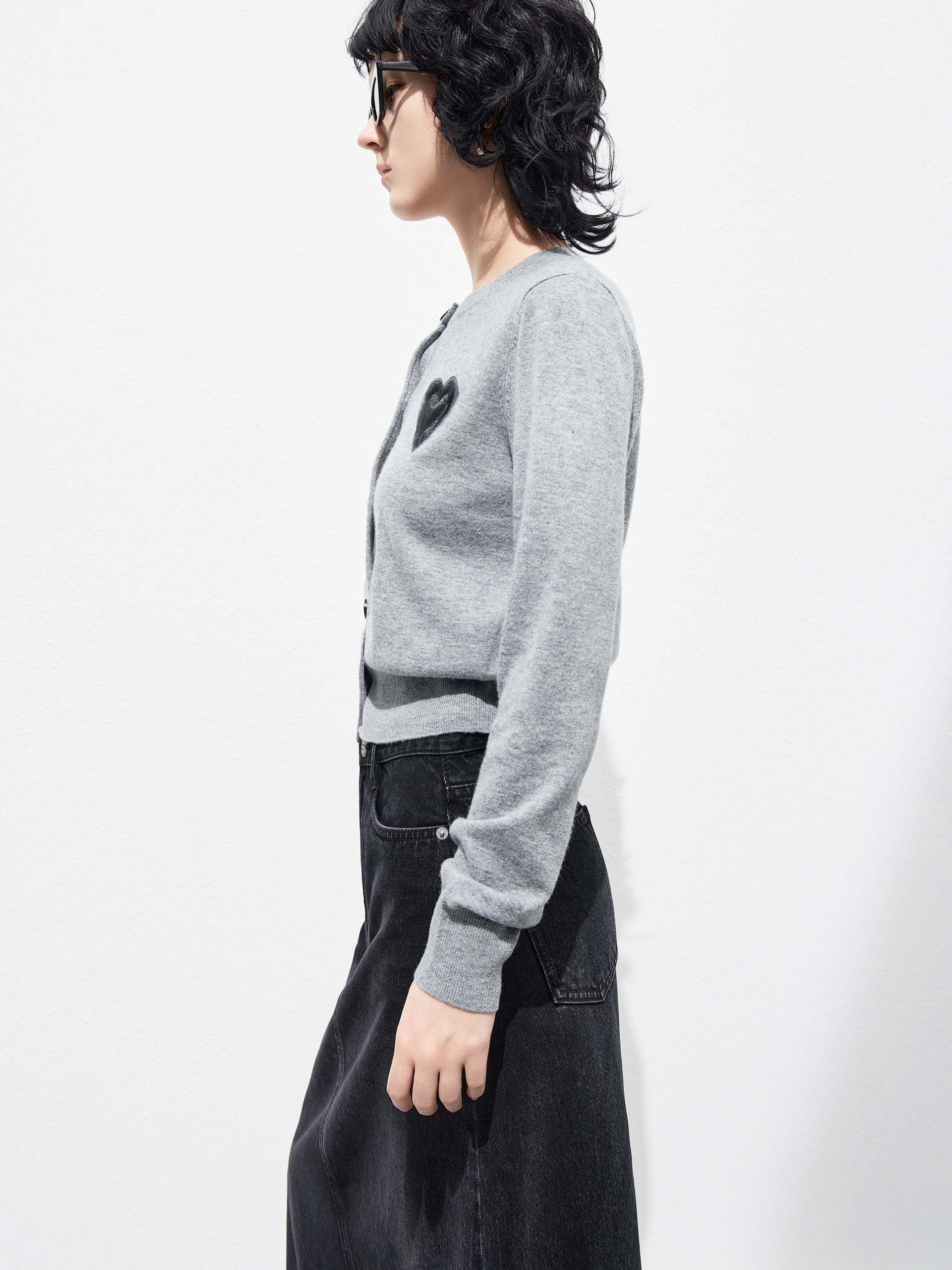 Heart Pattern Wool Cashmere Cardigan - Image 14