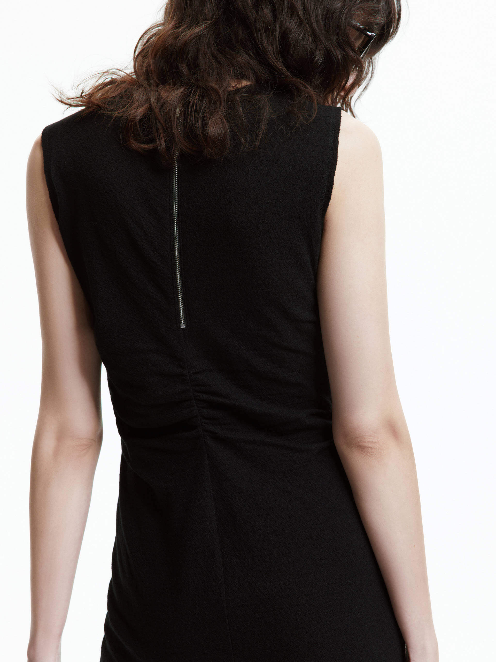 Wool Pleated Detail Dress - Image 3