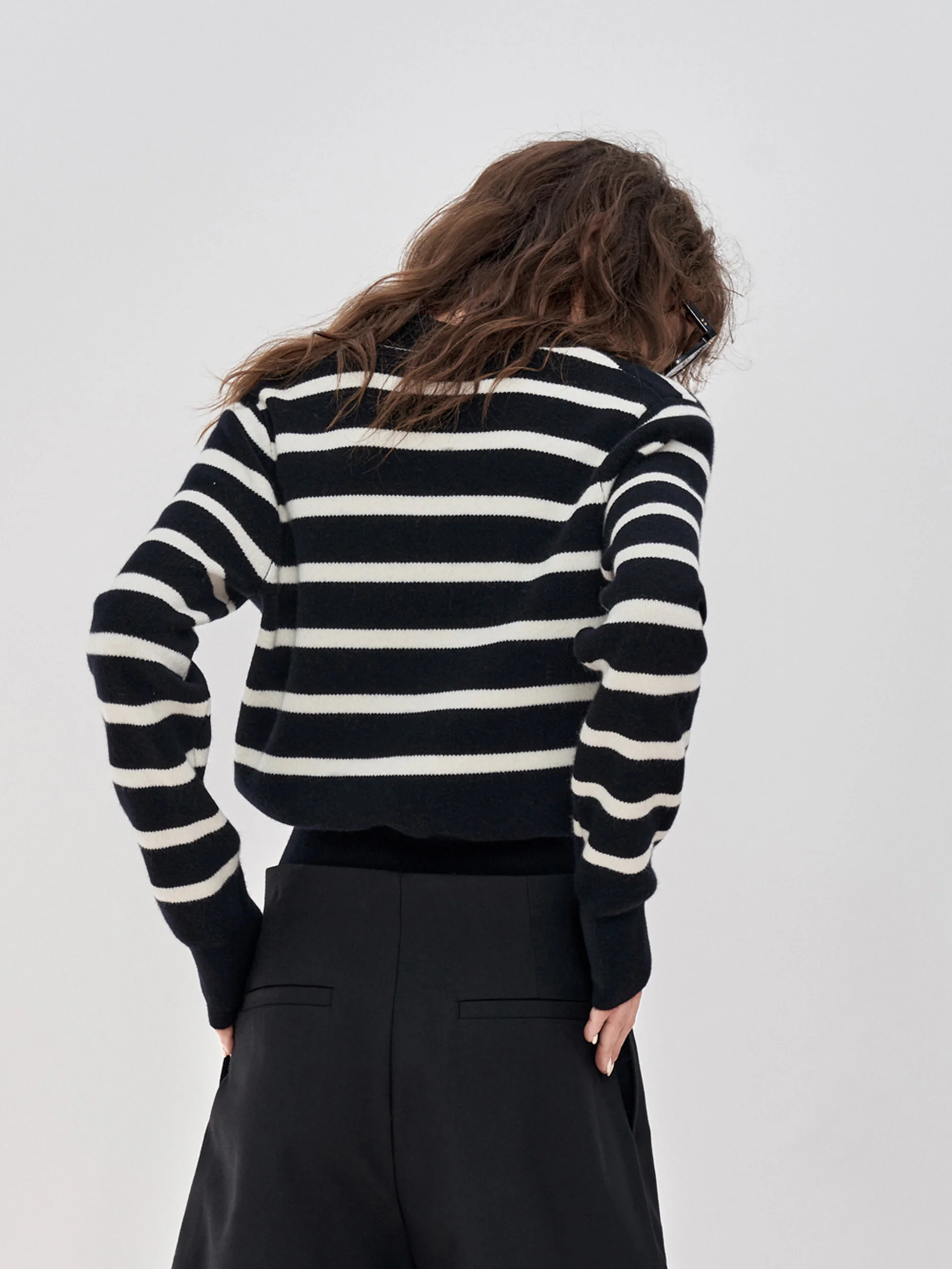 Wool Striped Knit Cardigan - Image 5