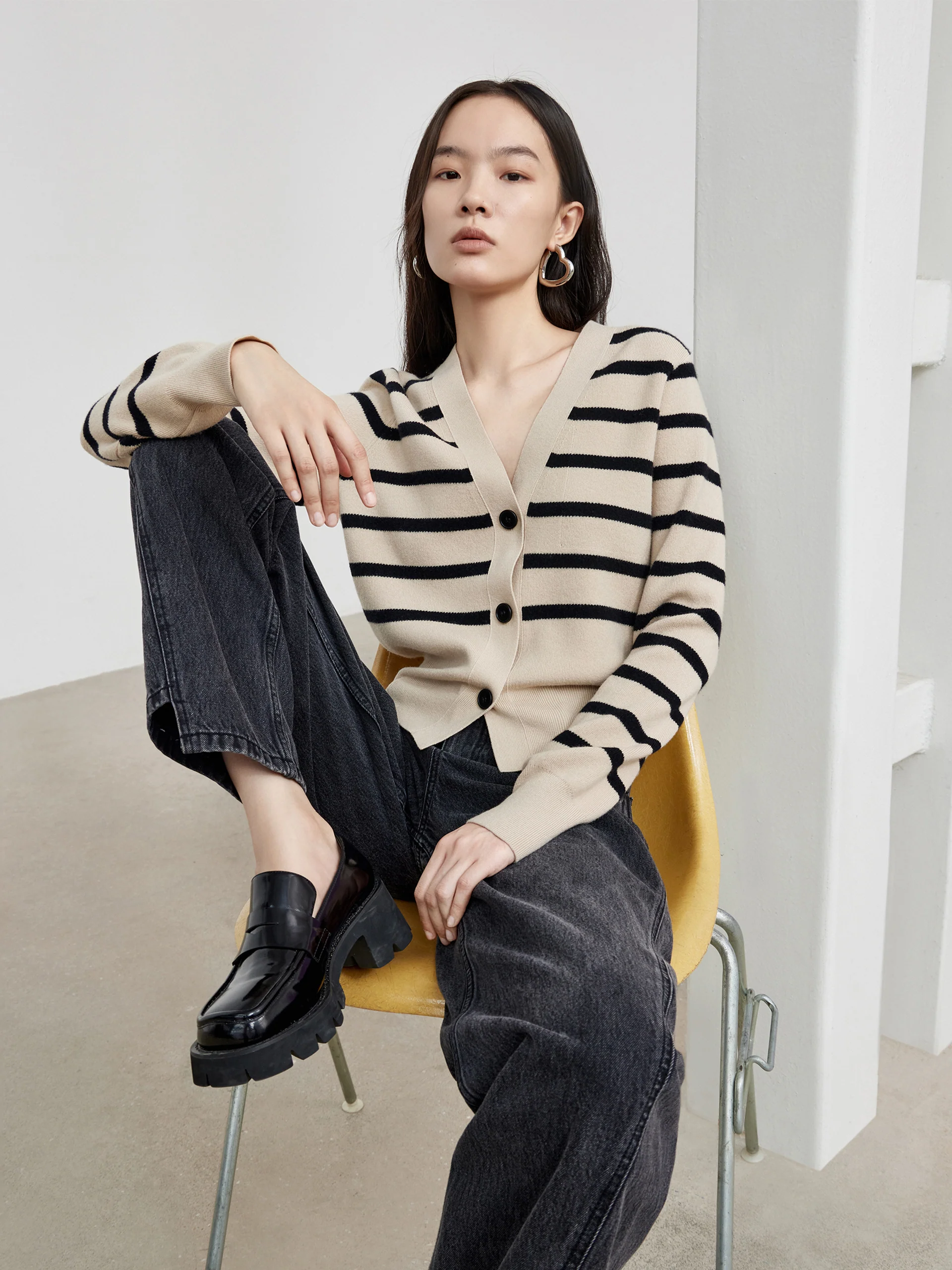 Wool Striped Knit Cardigan - Image 9