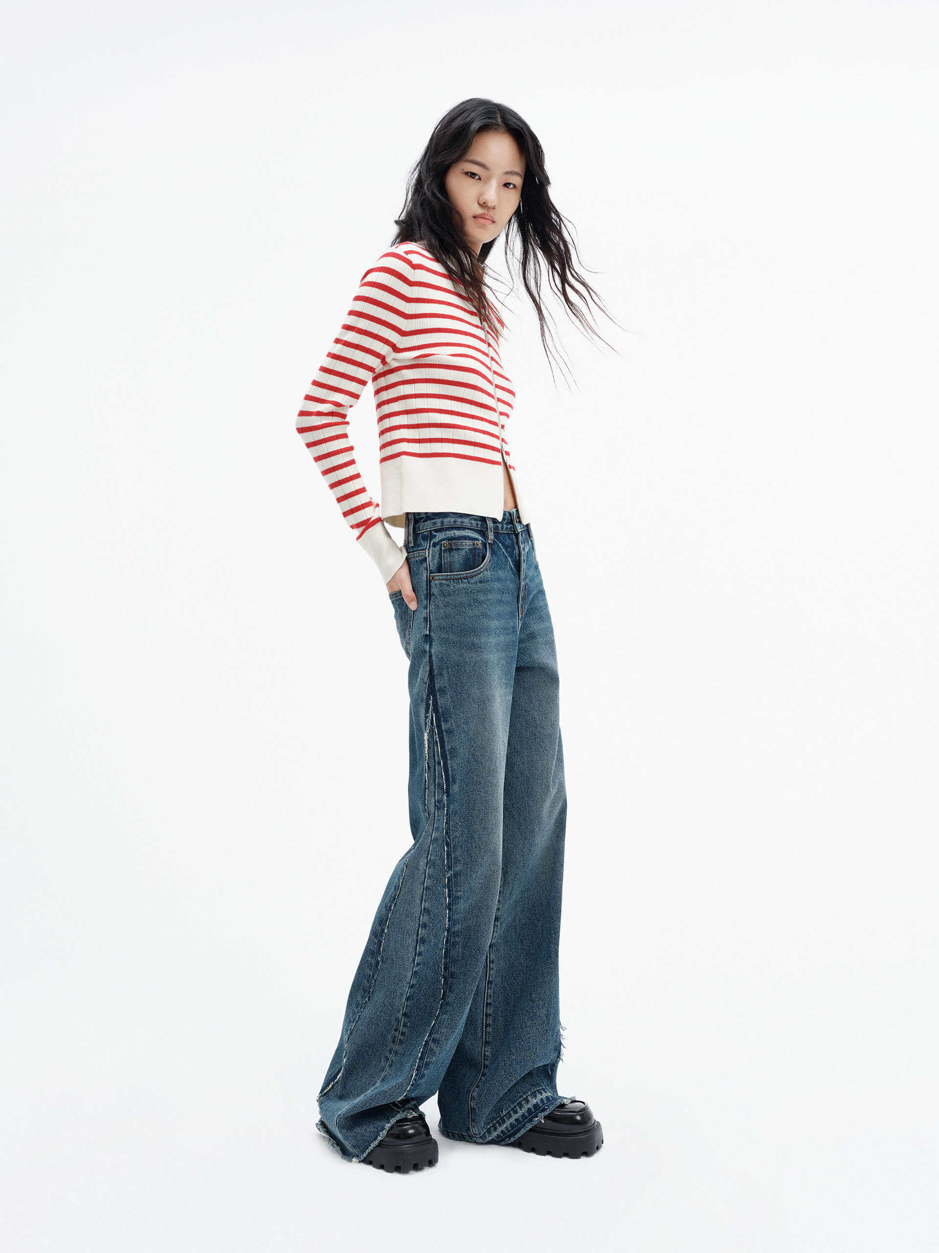 Zipper Detail Knitted Cardigan - Image 8